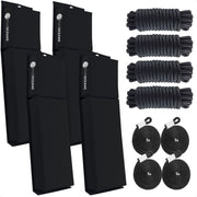Flat Boat Fender Kit, 4-Pack Black 24" x 6-7/8" x 2-1/2", Includes 1/2" x 15' Dock Lines - FO4682-C2 - Five Oceans