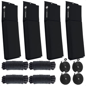 Boat Docking Kit - Black Flat Fenders & Dock Lines, 4-Pack - FO4682-C2 - Five Oceans