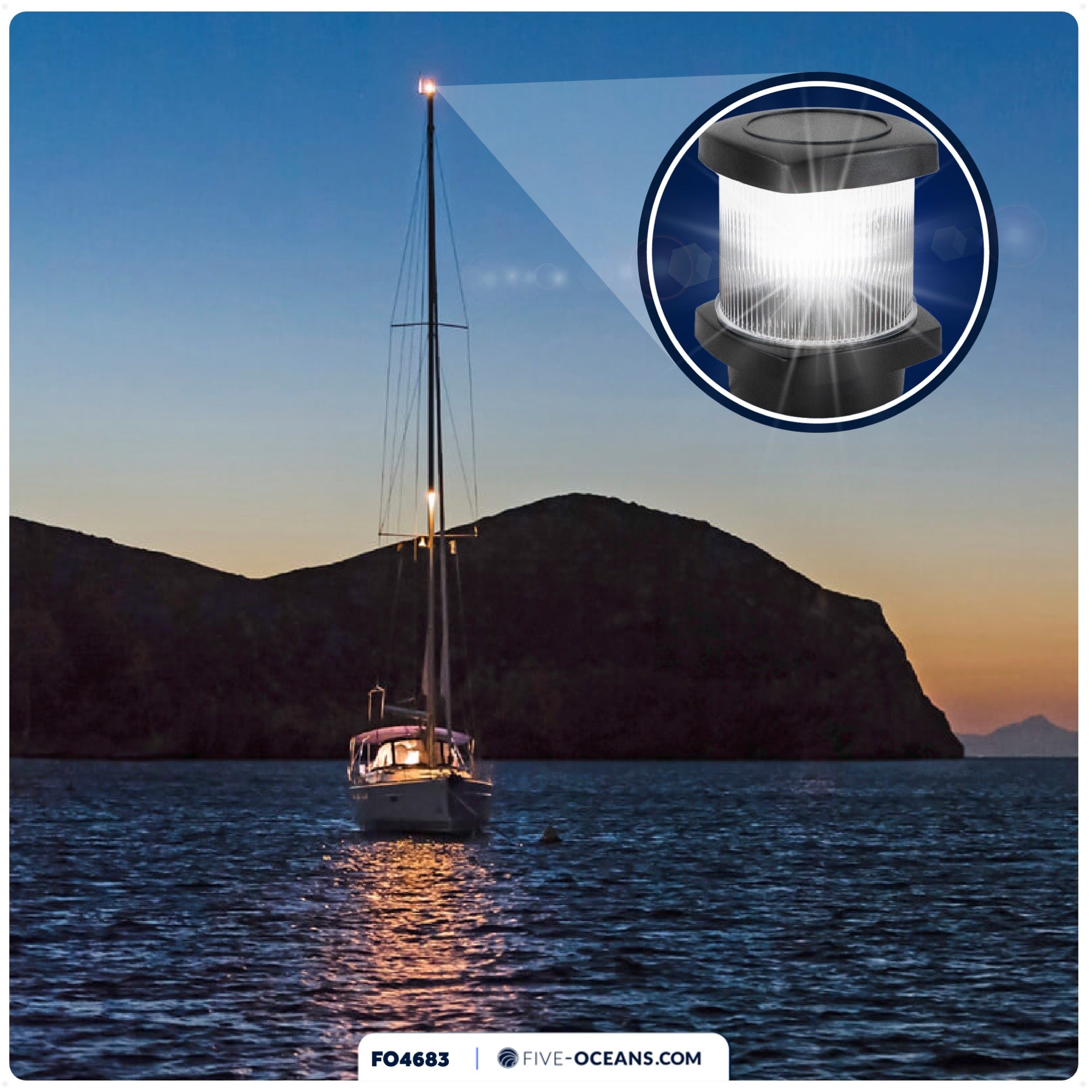 LED Anchor Light, 12V DC, Vertical Mount - FO4683 - Five Oceans