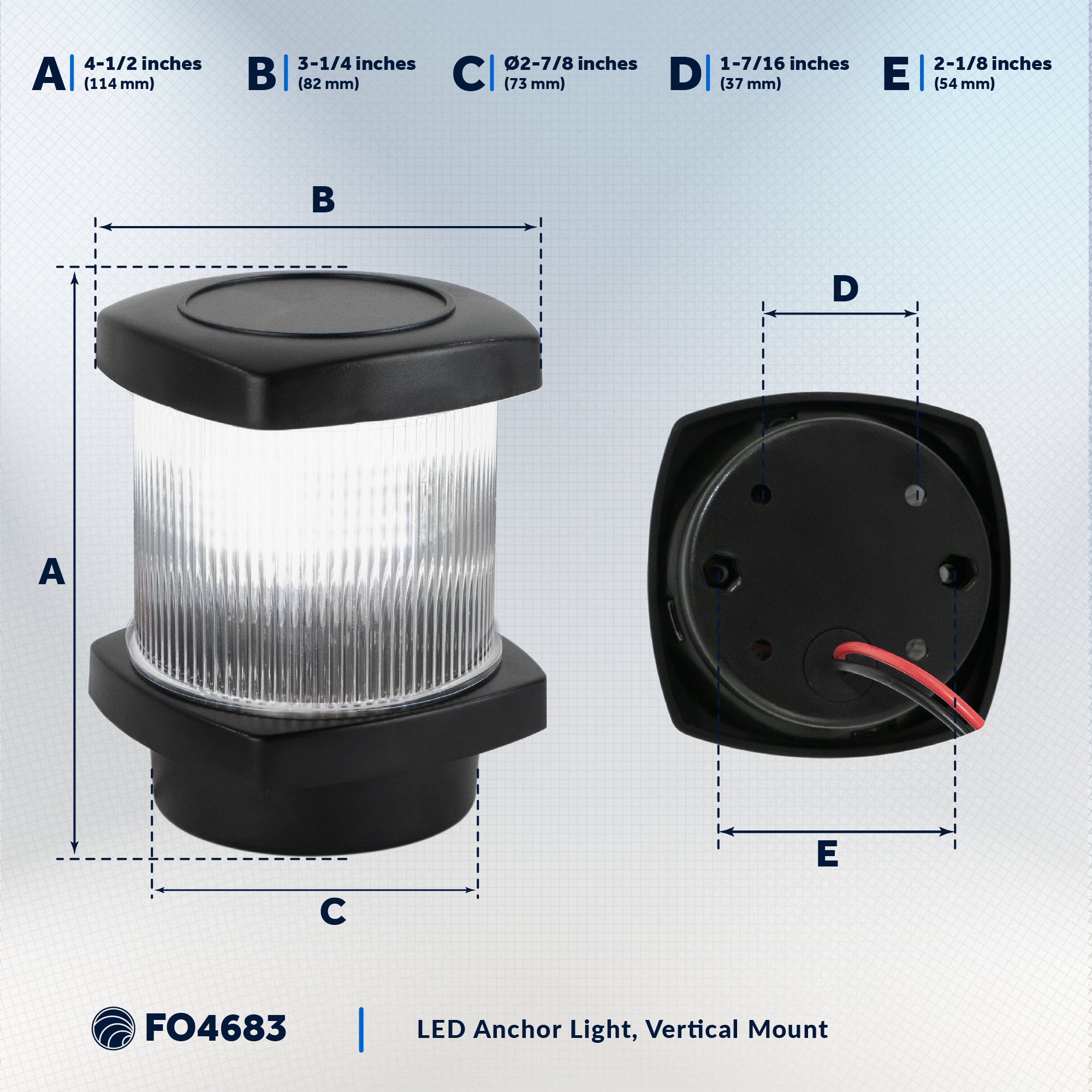 LED Anchor Light, 12V DC, Vertical Mount - FO4683 - Five Oceans
