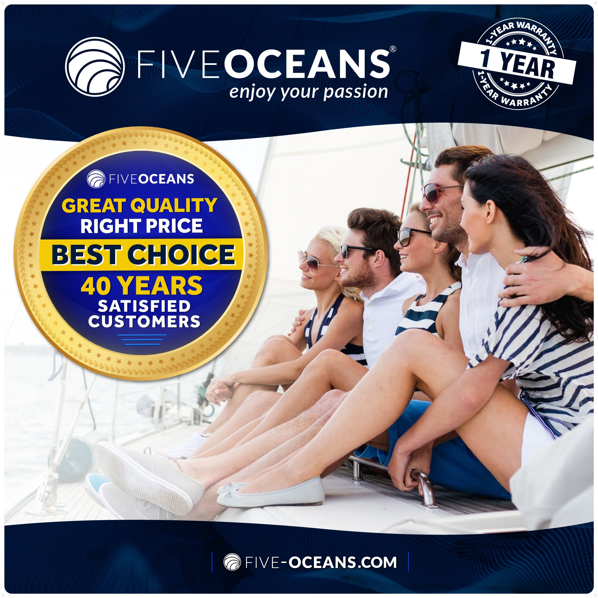 Boat Fender Clips, Suitable for 1" and 1-1/4" Square Rails, 4-Pack - FO4685 - Five Oceans