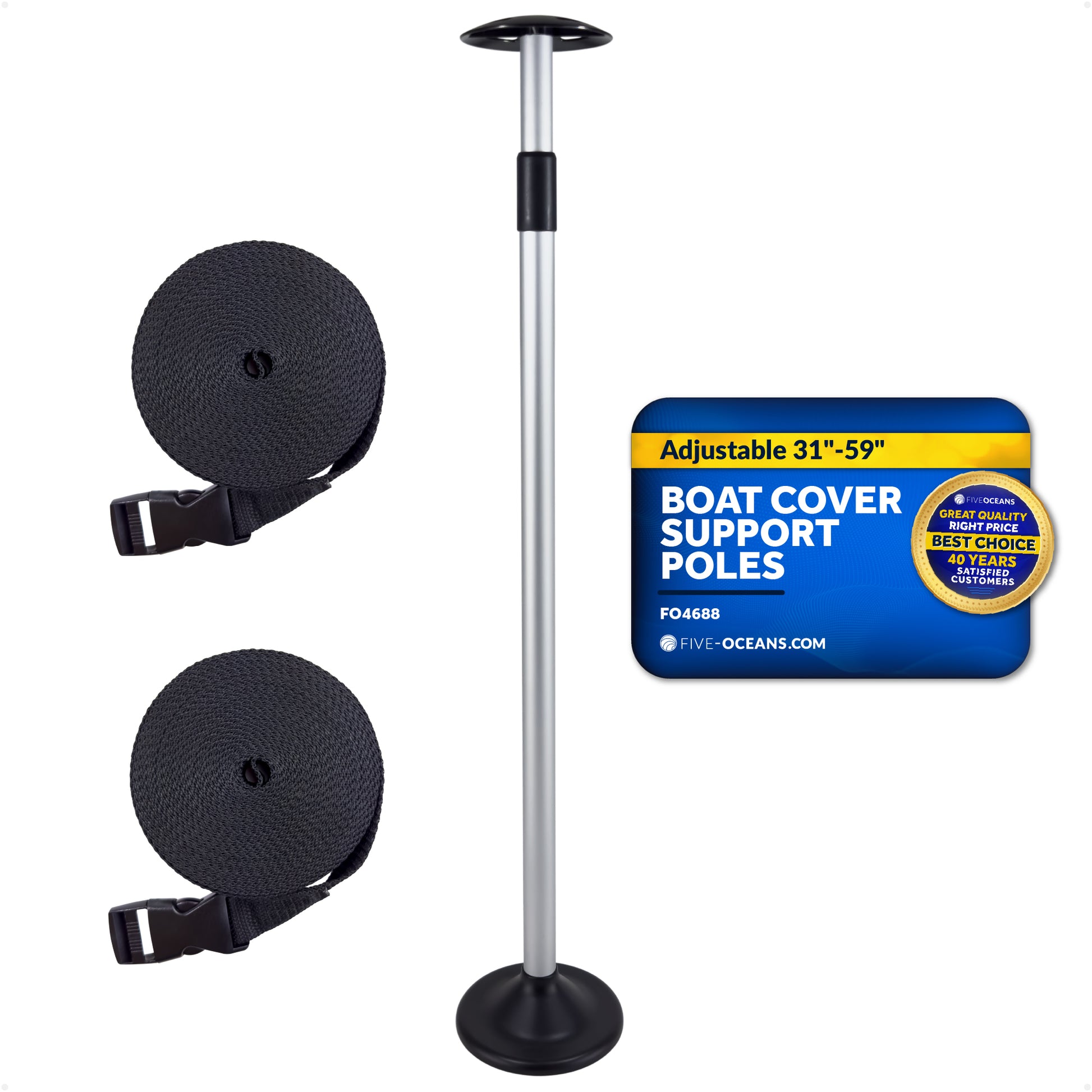 Boat Cover Support Poles, Adjustable 31"-59" - FO4688 - Five Oceans