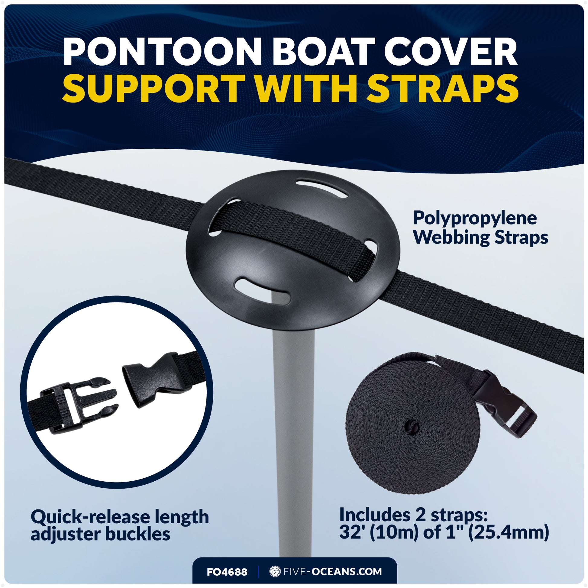 Boat Cover Support Poles, Adjustable 31"-59" - FO4688 - Five Oceans