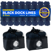 1/2" x 15' Boat Dock Lines with 12" Eyelet, Navy Blue Premium Double Braid Nylon, 8-Pack - FO4696-M2 - Five Oceans