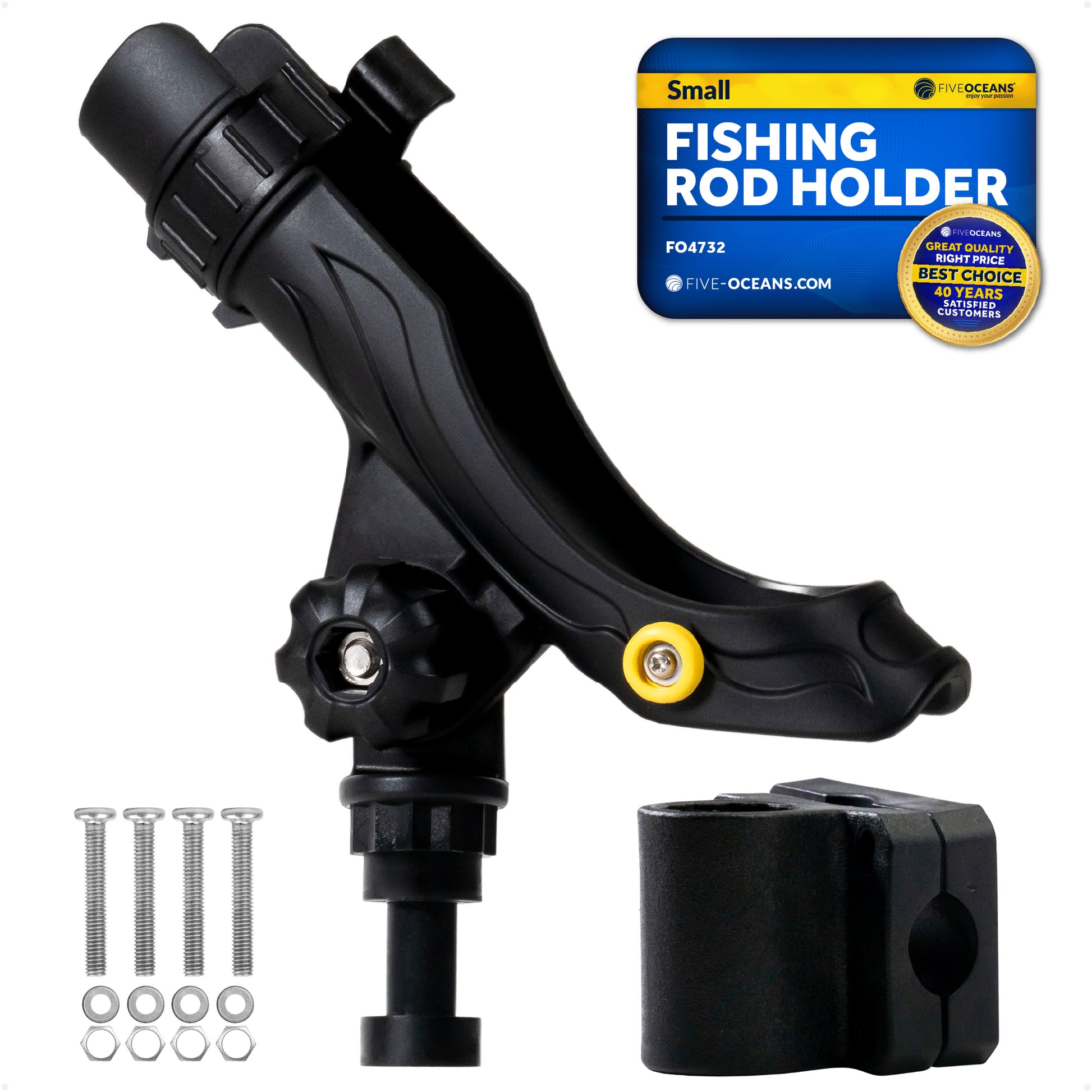 Fishing Rod Holder with Rail Mount, Large, Black - FO4732 - Five Oceans
