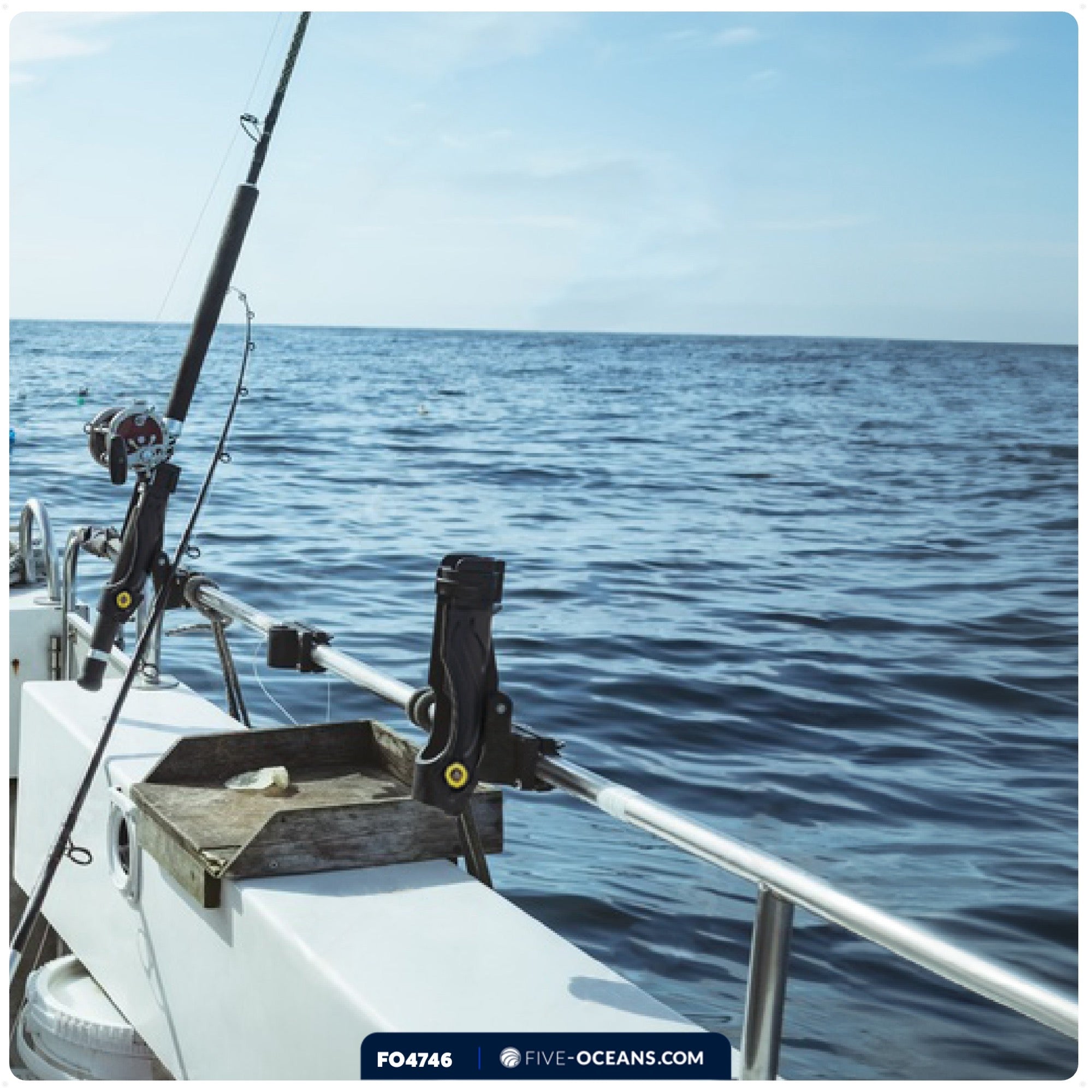 Rail Mount Base for Fishing Rod Holder, Spring-Loaded Locking Mechanism, Black - FO4746 - Five Oceans