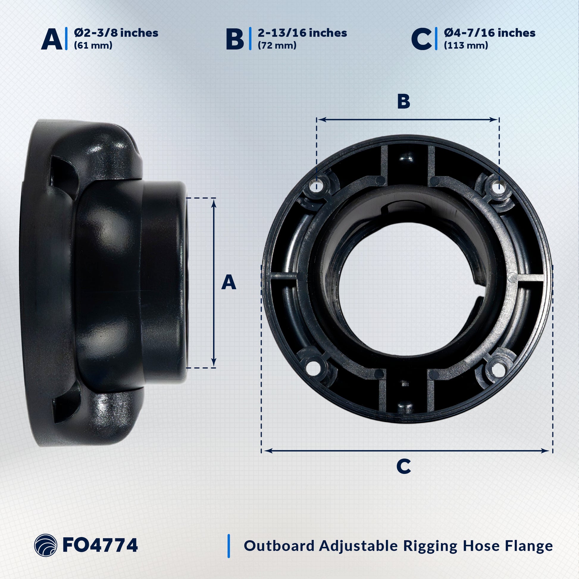 Outboard Adjustable Rigging Hose Flange for 2" (50mm) Rigging Hose - FO4774 - Five Oceans
