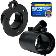 Outboard Rigging Flange with Fuel Hose Port and Hose Union Kit, Black - FO4776-4778-KIT - Five Oceans