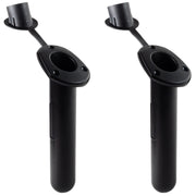 60-Degree Fishing Rod Holder Oval-Flange with PVC Cap - Black, 2-Pack - FO4782-M2