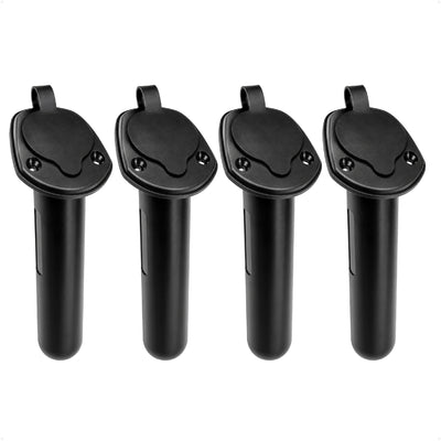 60-Degree Flush Mount Fishing Rod Holder - Black Nylon, 4-Pack