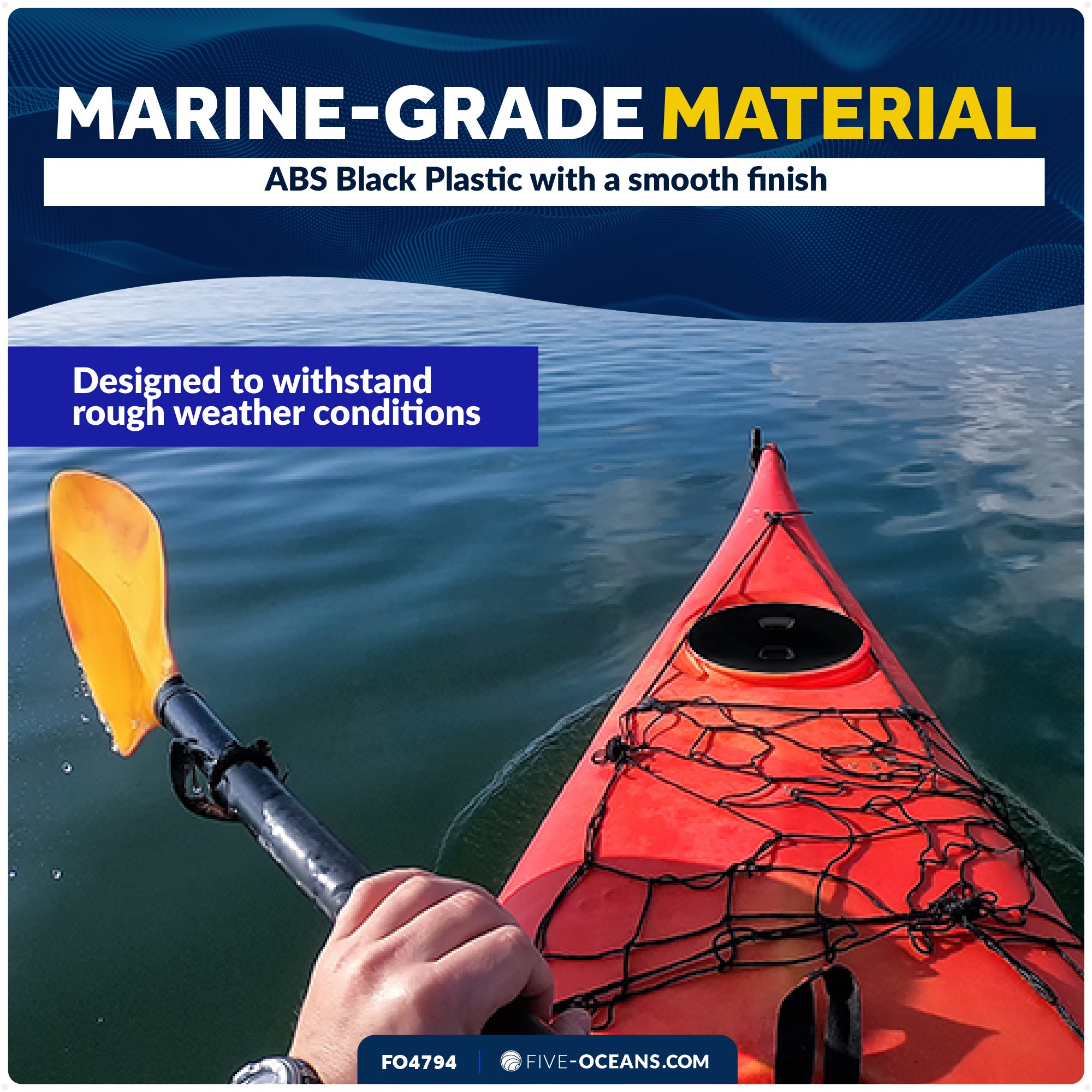 6" Boat Round Deck Plate, Black  - FO4794