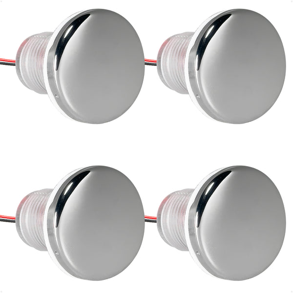 1-5/16" Round LED Thru-Hull Livewell / Courtesy Light, Warm White 16LM, 12V, 4-Pack