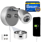 RV LED Reading Light with Touch Dimmer on Base/Housing/Swivel, USB-C, Warm White, 200LM, 10-28V DC- FO4842 - Five Oceans