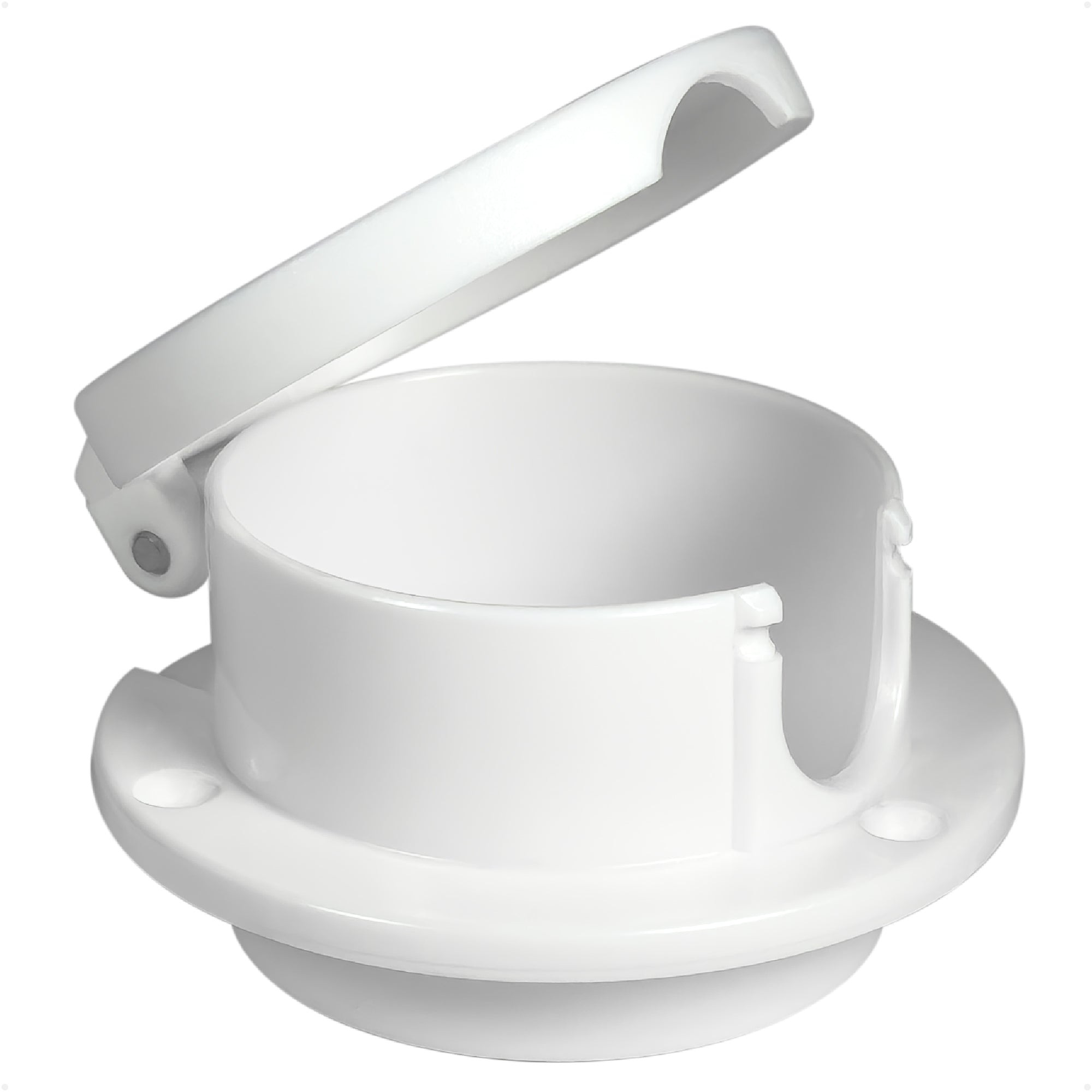 Rope Deck Pipe for Up to 7/8" Rope, White Polymer Fiber Reinforced with Snap-Down Cover - FO4858