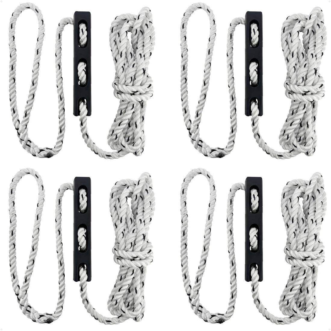 Boat Mooring Snubber Kit, 1/2" x 20' 3-Strand Ropes with 12" Eye Loop & EPDM Rubber Snubbers, 4-Pack - FO4892-4486-KIT - Five Oceans