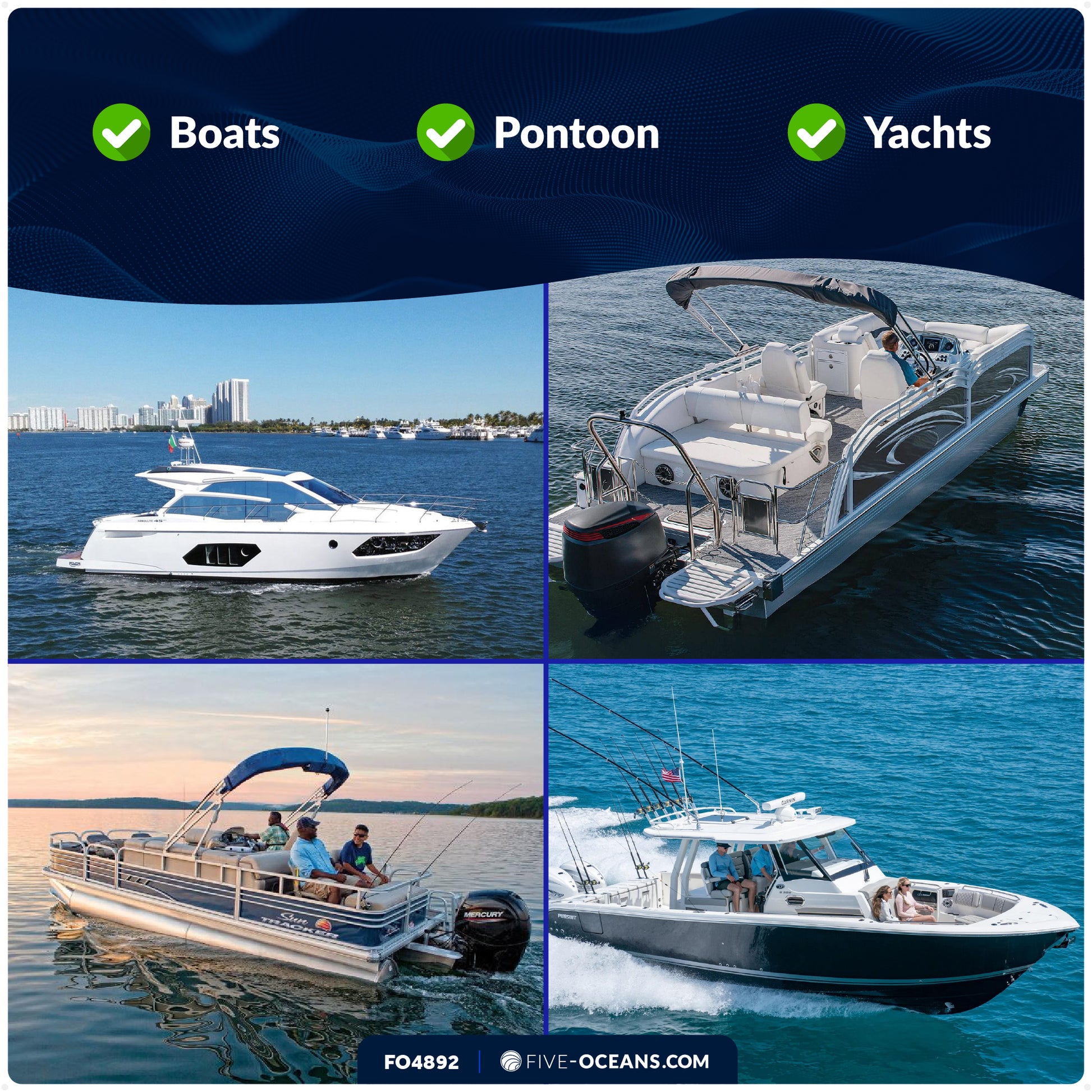 Marine Rubber Boat Dock Line Mooring Snubbers, 1/2" to 9/16" Rope (12mm-14mm), EPDM Rubber - FO4892 - Five Oceans