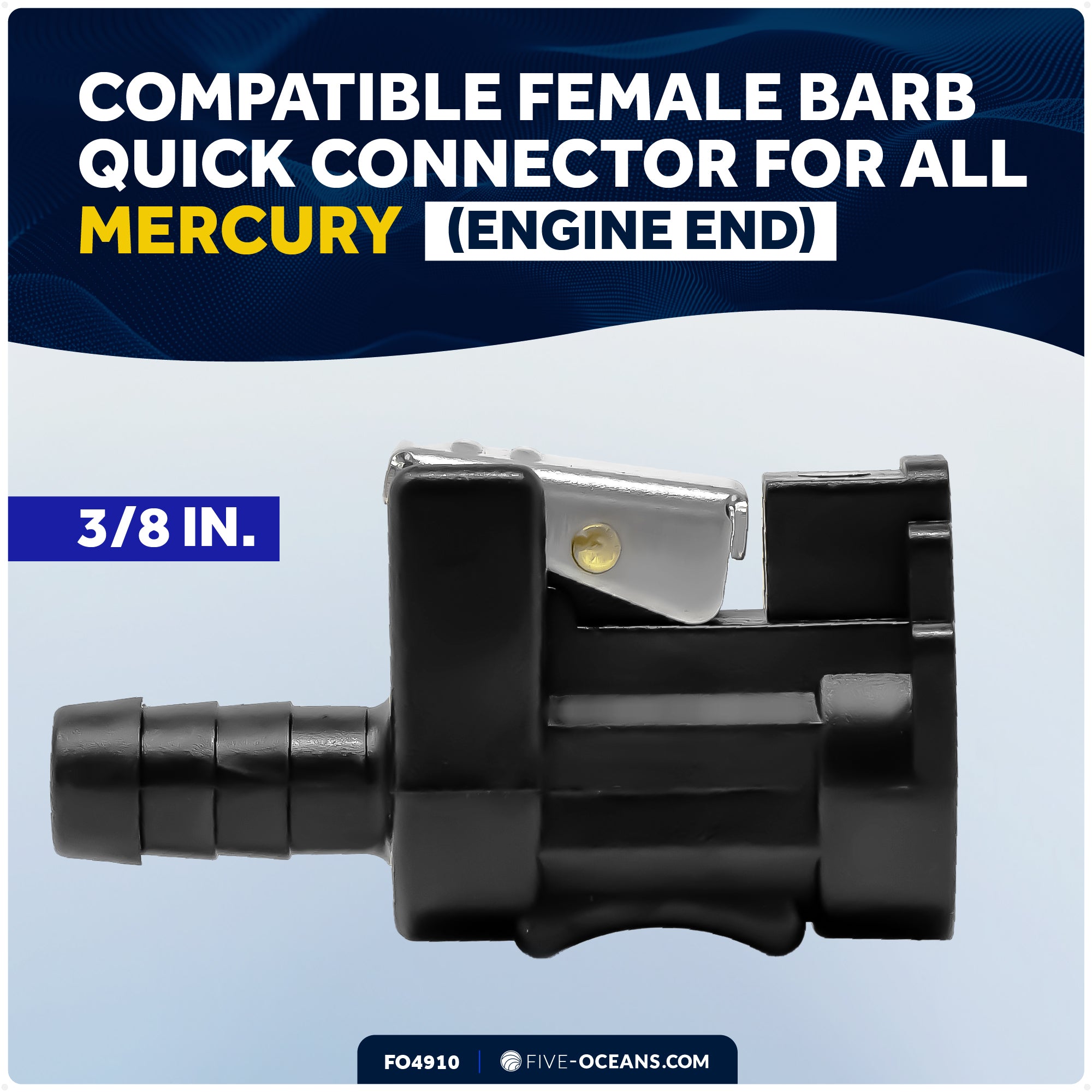 Mercury 3/8" Barb Female Fuel Line Connector, Fits All Engine End and Tank End Male Fitting (Pre-1998) - FO4910