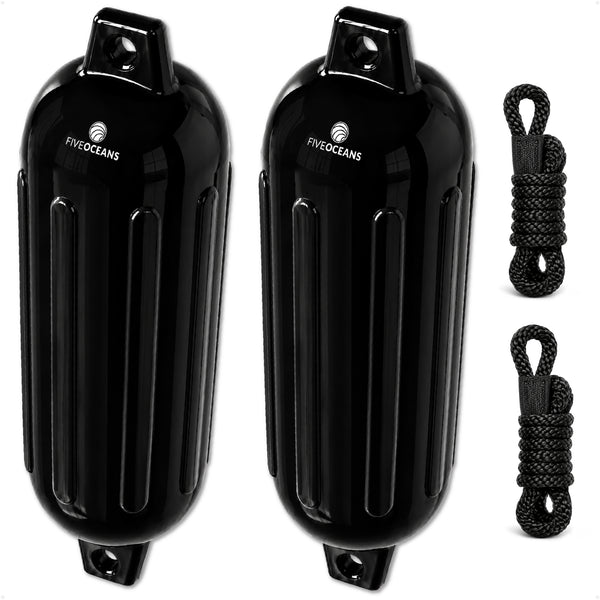 6.5" x 23" Inflatable Ribbed Fenders, Black, 2-Pack