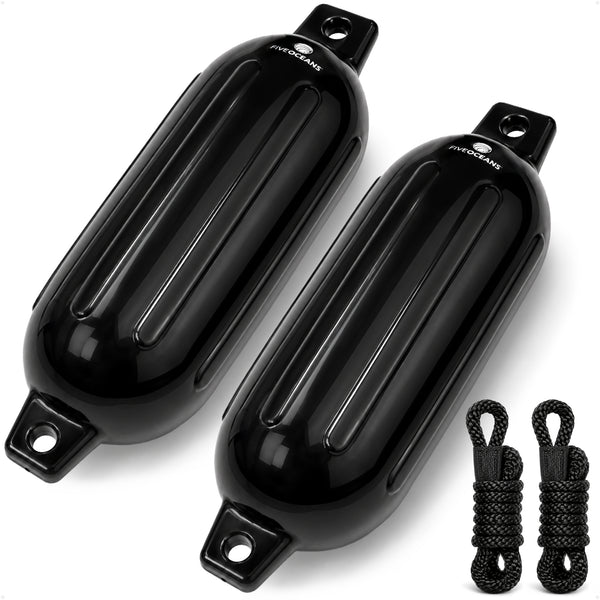 6.5" x 23" Inflatable Ribbed Fenders, Black, 2-Pack
