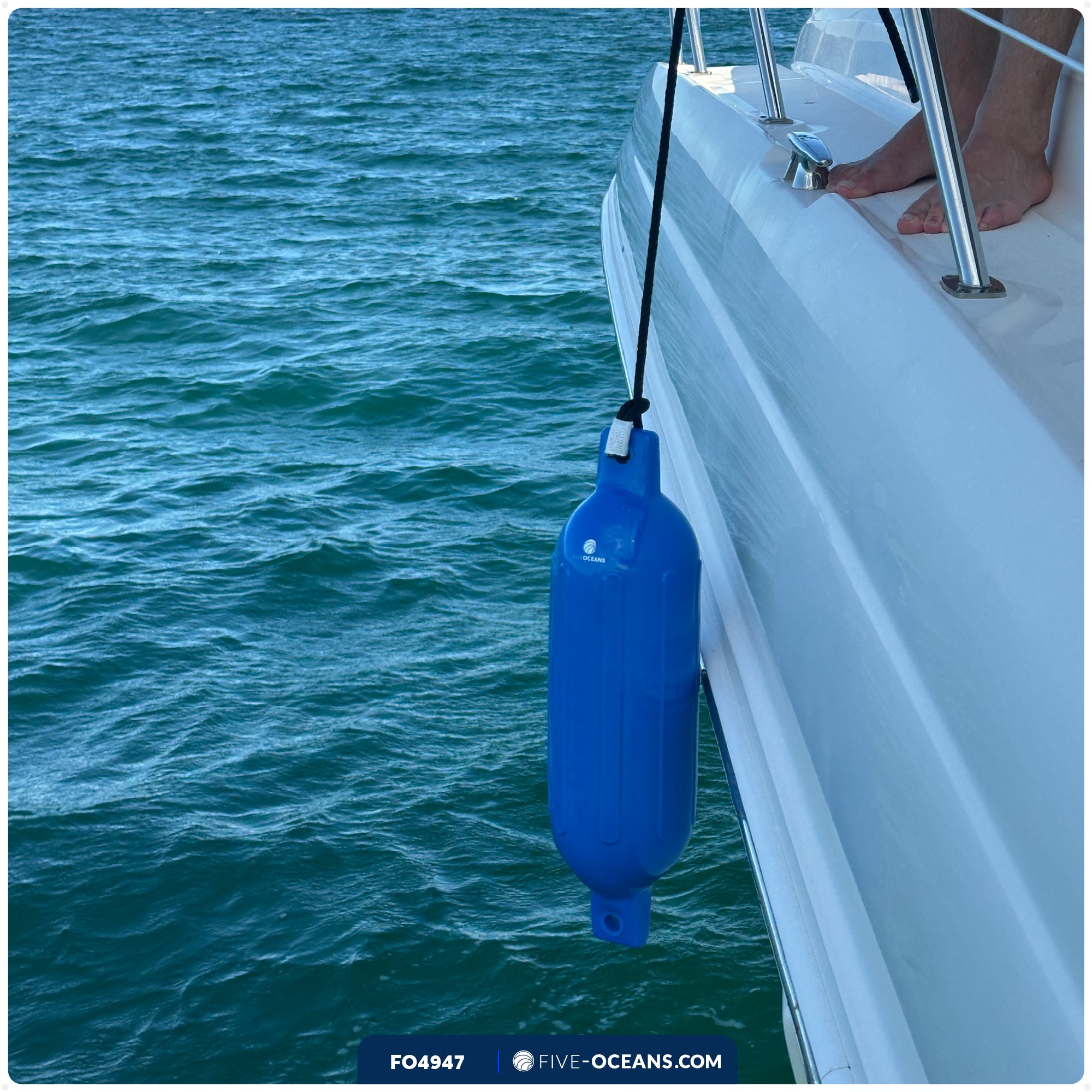 Twin Eye Ribbed Boat Fenders 4.5 x 16-Inch, Blue, 2-Pack - FO4947