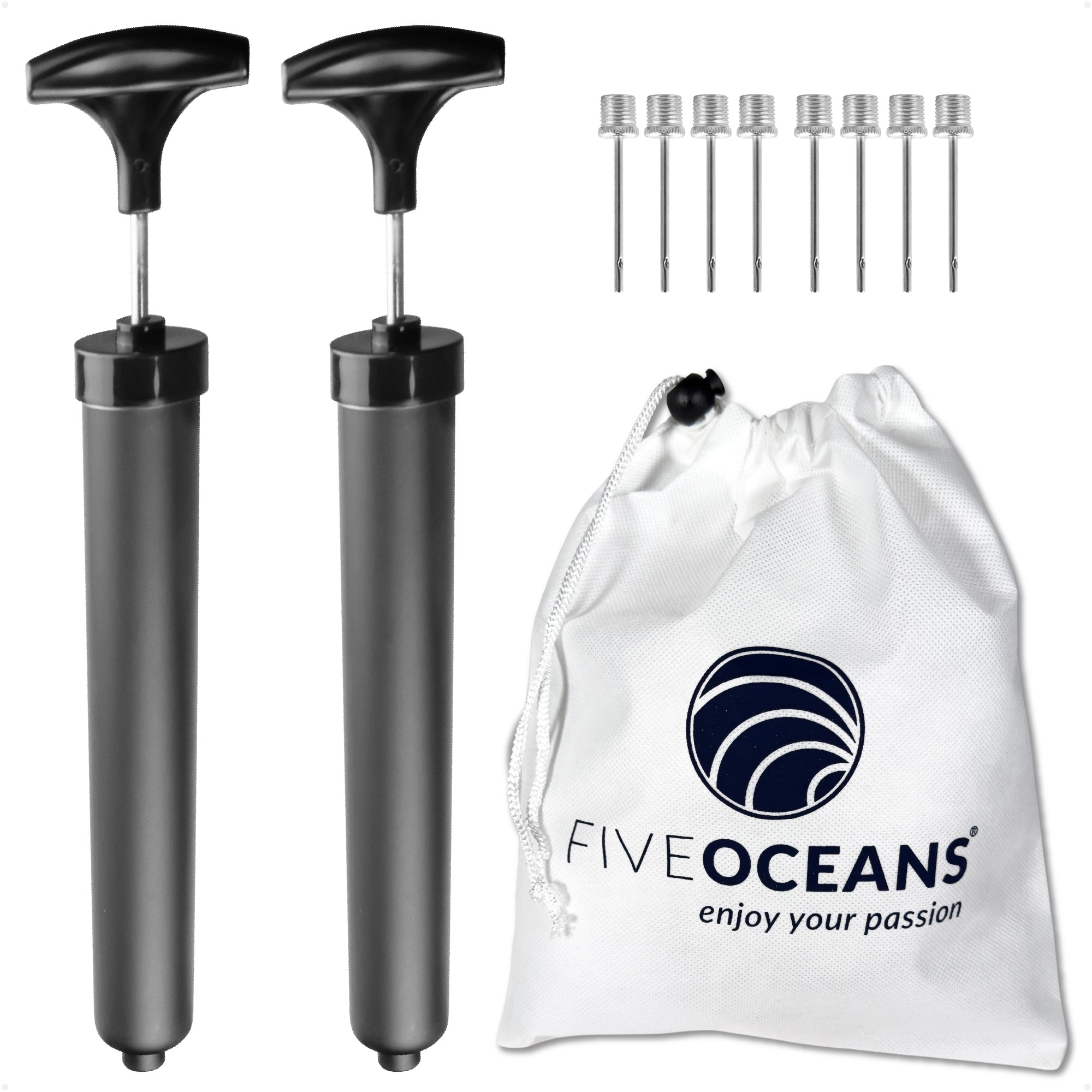 Boat Fender Inflator Pump Kit, Includes 2 Hand Pump and 8 Inflation Needles - FO4951-M2 - Five Oceans