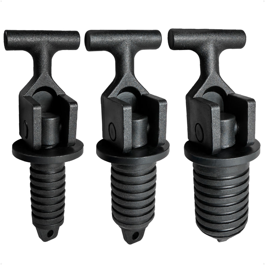Floating Livewell Drain Plugs, 1/2", 5/8" & 3/4" Plugs, ABS Black Plastic - FO4968 - Five Oceans