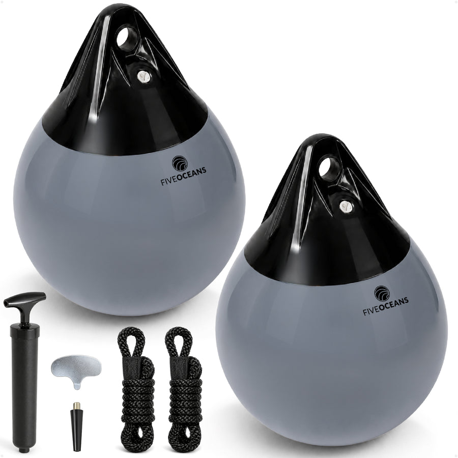 Inflatable Boat Buoy, Marine Vinyl ā Gray/Black, 2-Pack - Pro Buoy Series