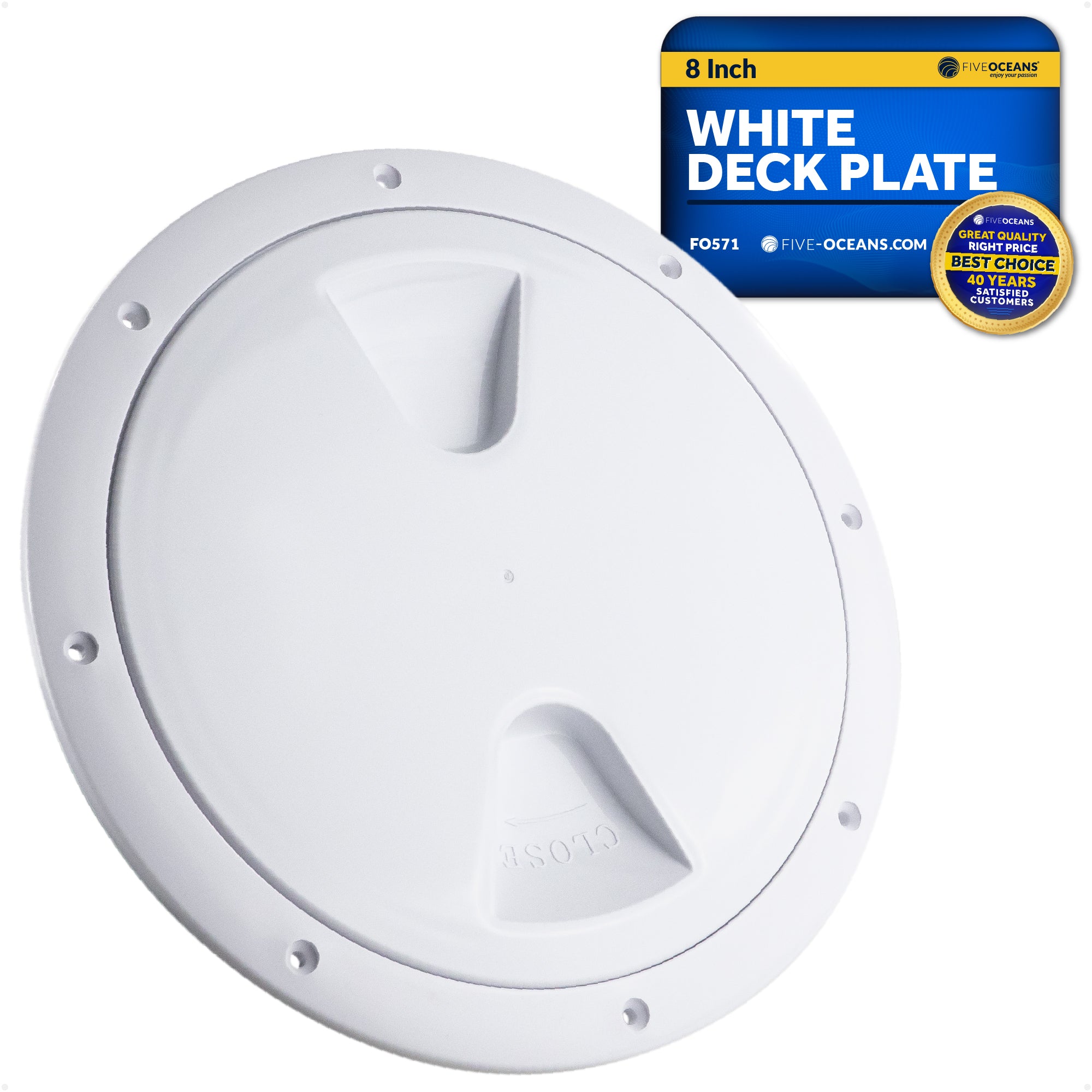 8" Deck Plate, Round, White - FO571
