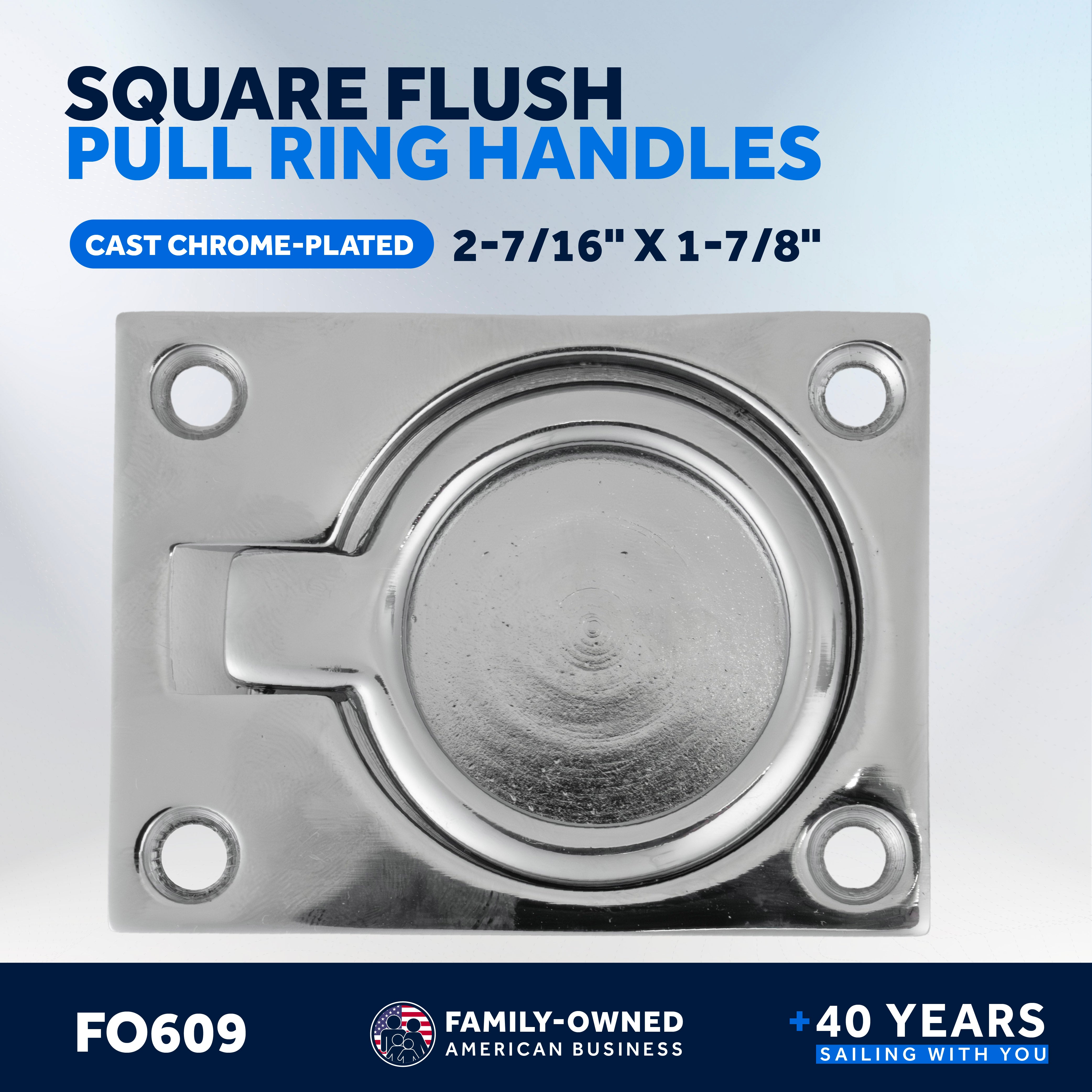 Square Flush Pull Ring Handles 1-7/8" x 2-7/16", 2-Pack - FO609-M2