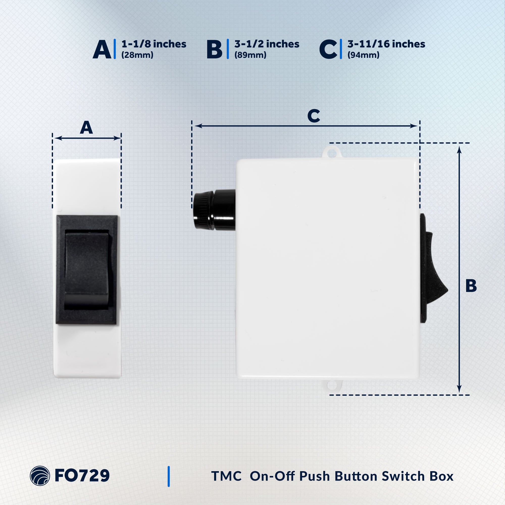 TMC Electric Toliet Momentary On-Off Push Button Switch Box - FO729 - Five Oceans