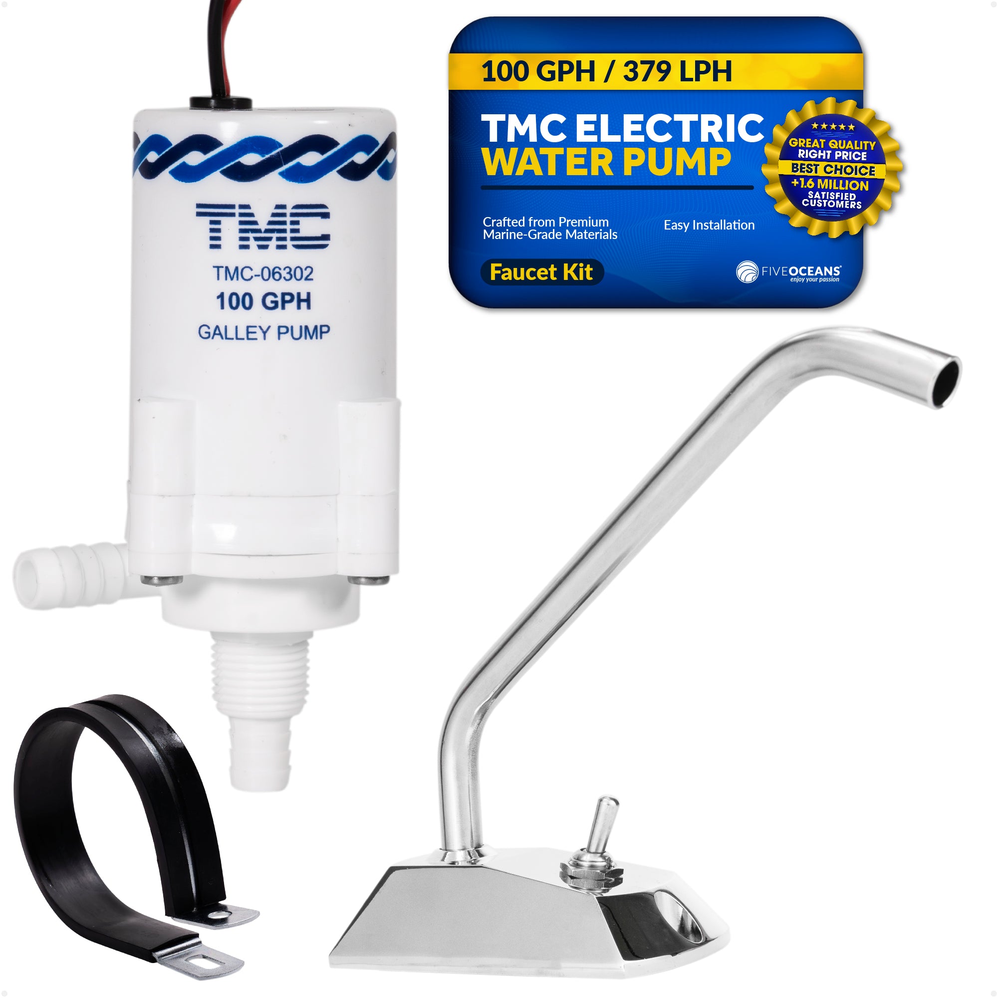 TMC Electric Galley Water Pump Kit with Faucet - FO738 | Five Oceans