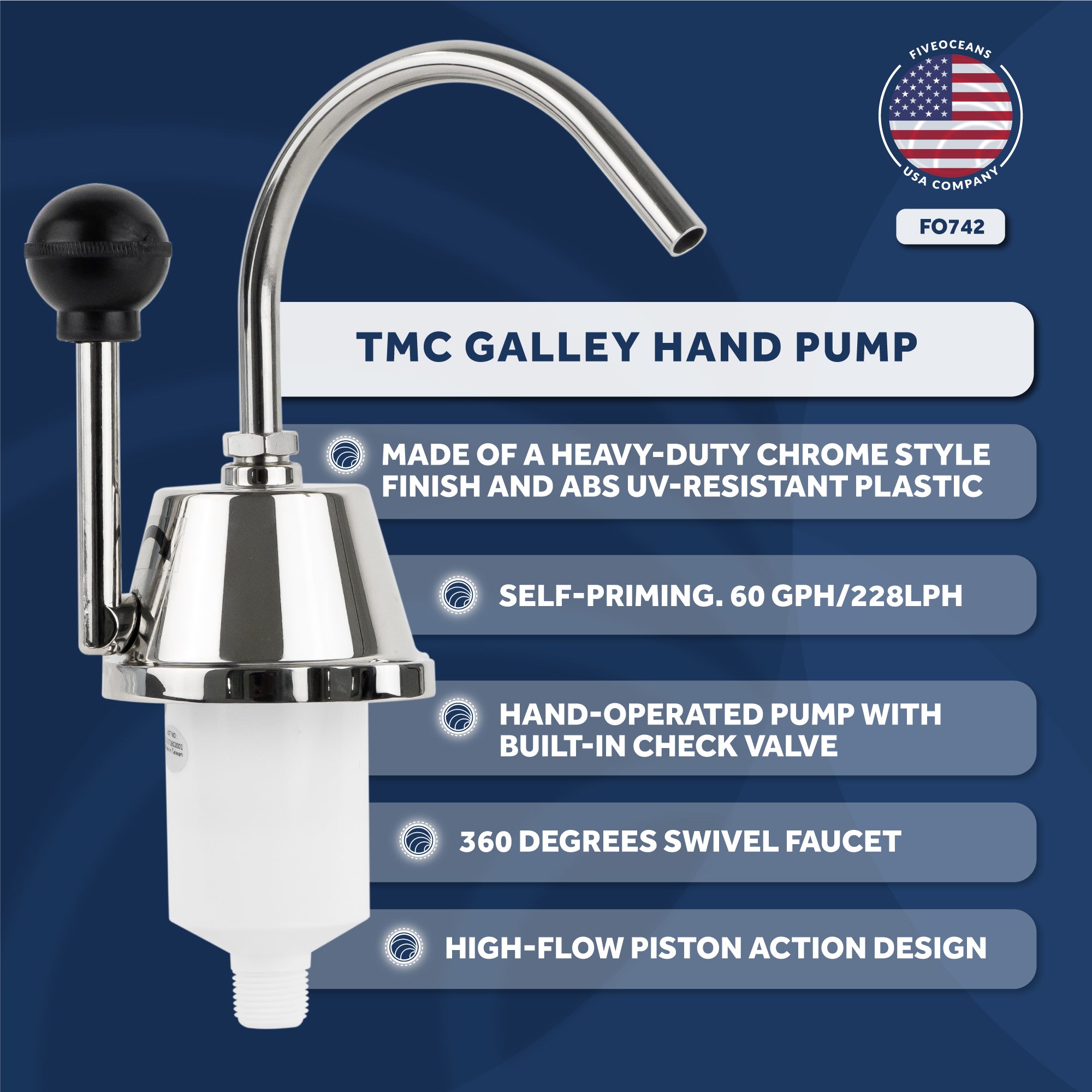 TMC Galley Hand Pump, 60 GPH/228LPH - FO742 - Five Oceans