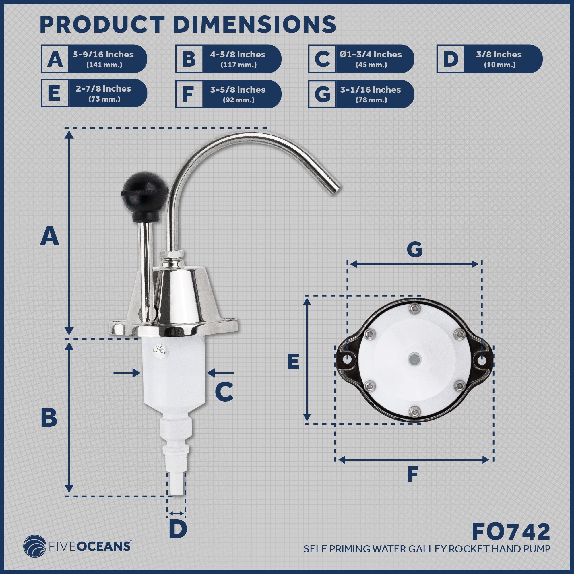 TMC Galley Hand Pump, 60 GPH/228LPH - FO742 - Five Oceans