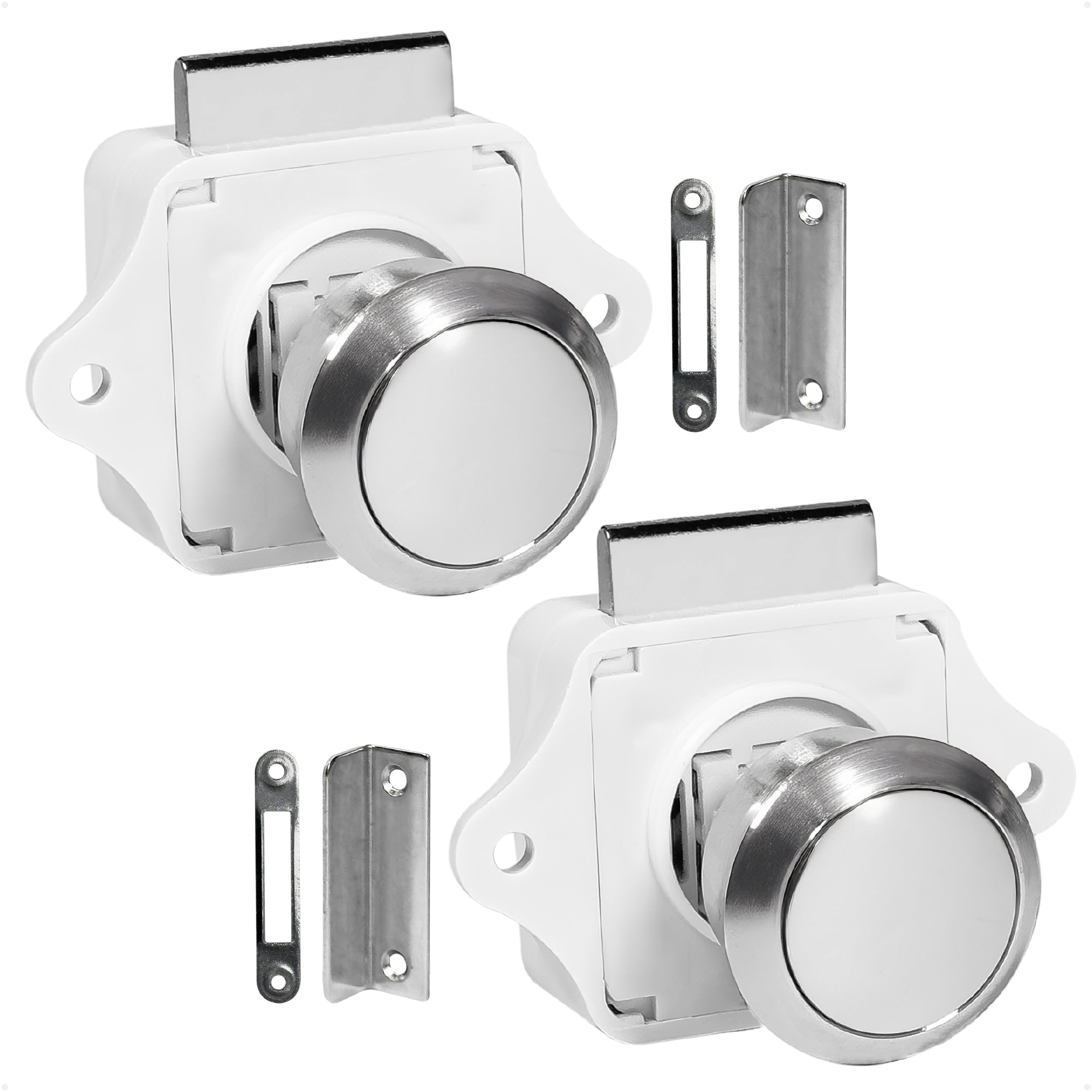 Keyless Push Button Latch, Stainless Steel, 2-Pack - FO92-M2 - Five Oceans