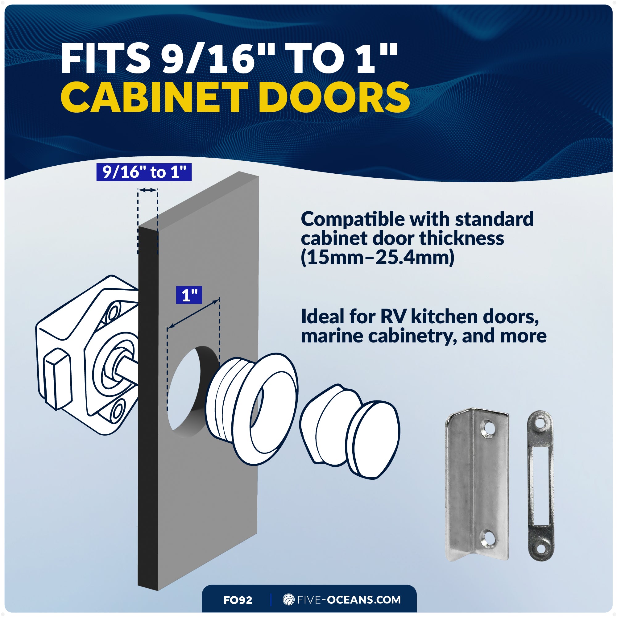 Keyless Push Button Latch, Stainless Steel - FO92 - Five Oceans