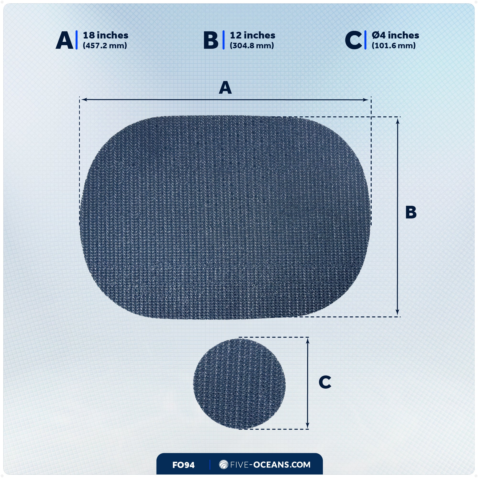 Placemats with Coasters Set, Blue, Non-Slip, Waterproof, 4-Pack - FO94