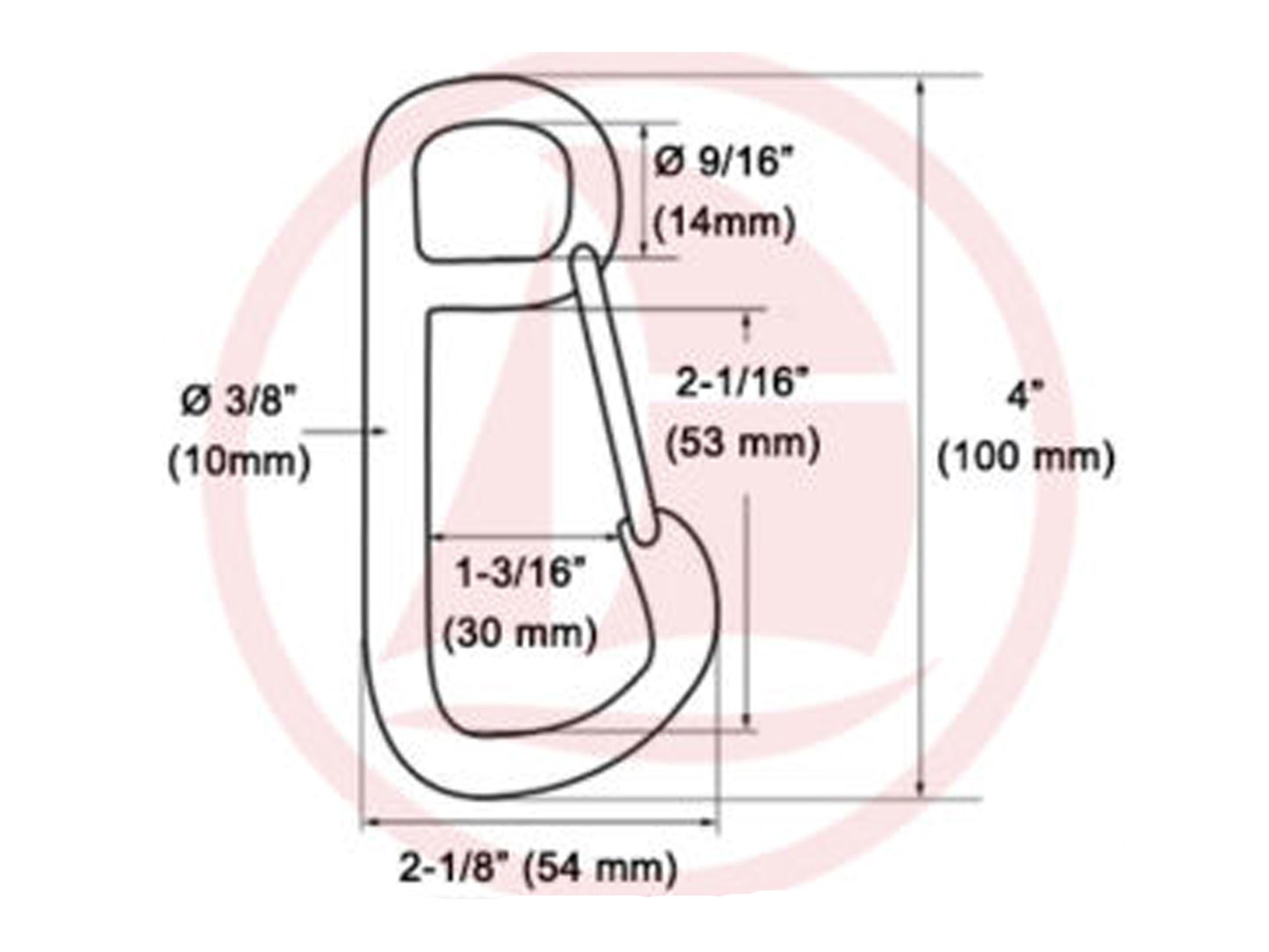 Asymmetric Snap Hook, Stainless Steel, 4" 4-Pack - FO466-M4 - Five Oceans