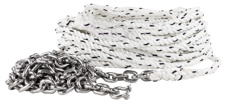 Windlass Anchor Rode - 1/2" x 100' Strand Rope & 1/4" x 10' HTG4 Stainless Steel Chain, Hand-Spliced
