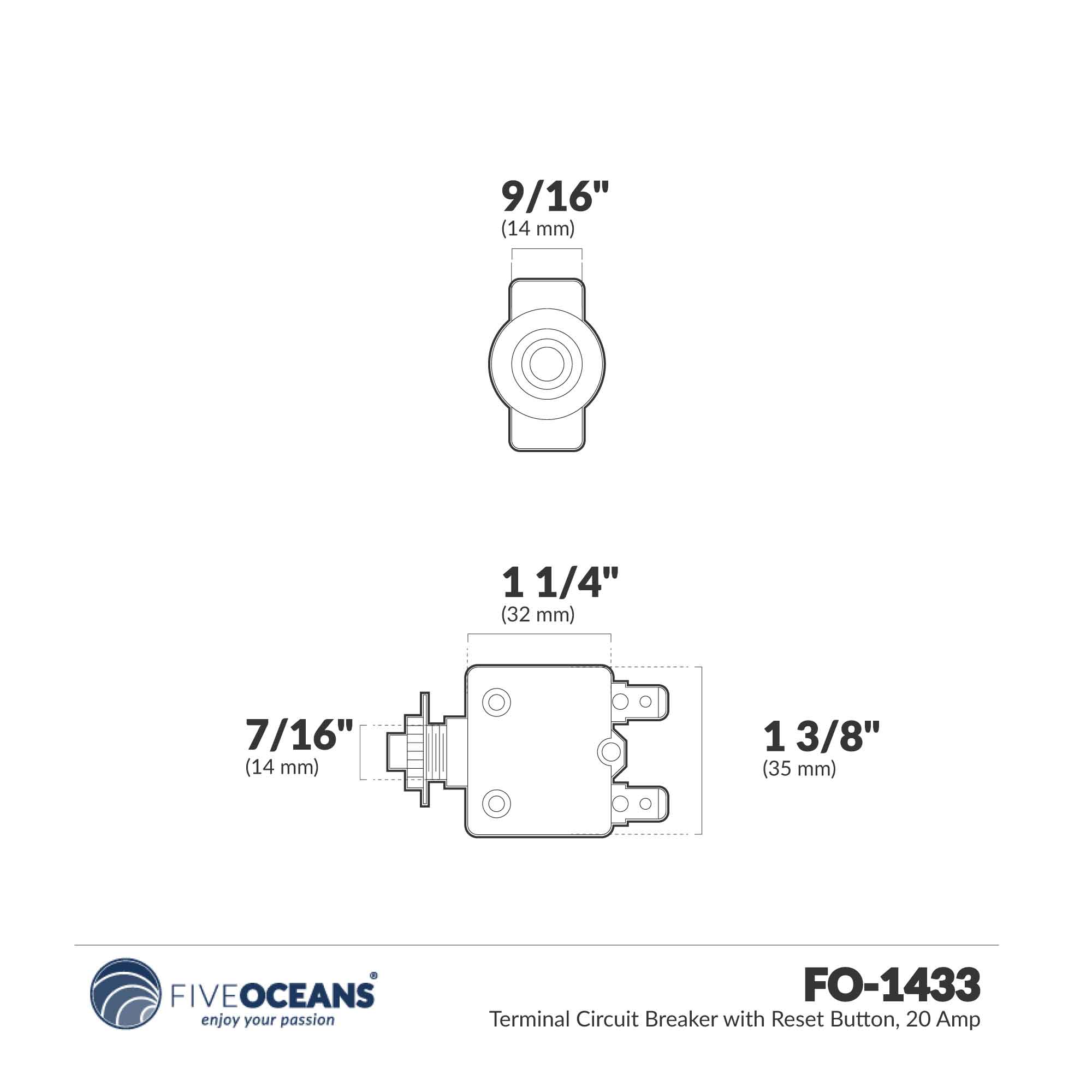 Terminal Circuit Breaker, 20 Amp - FO1433 - Five Oceans
