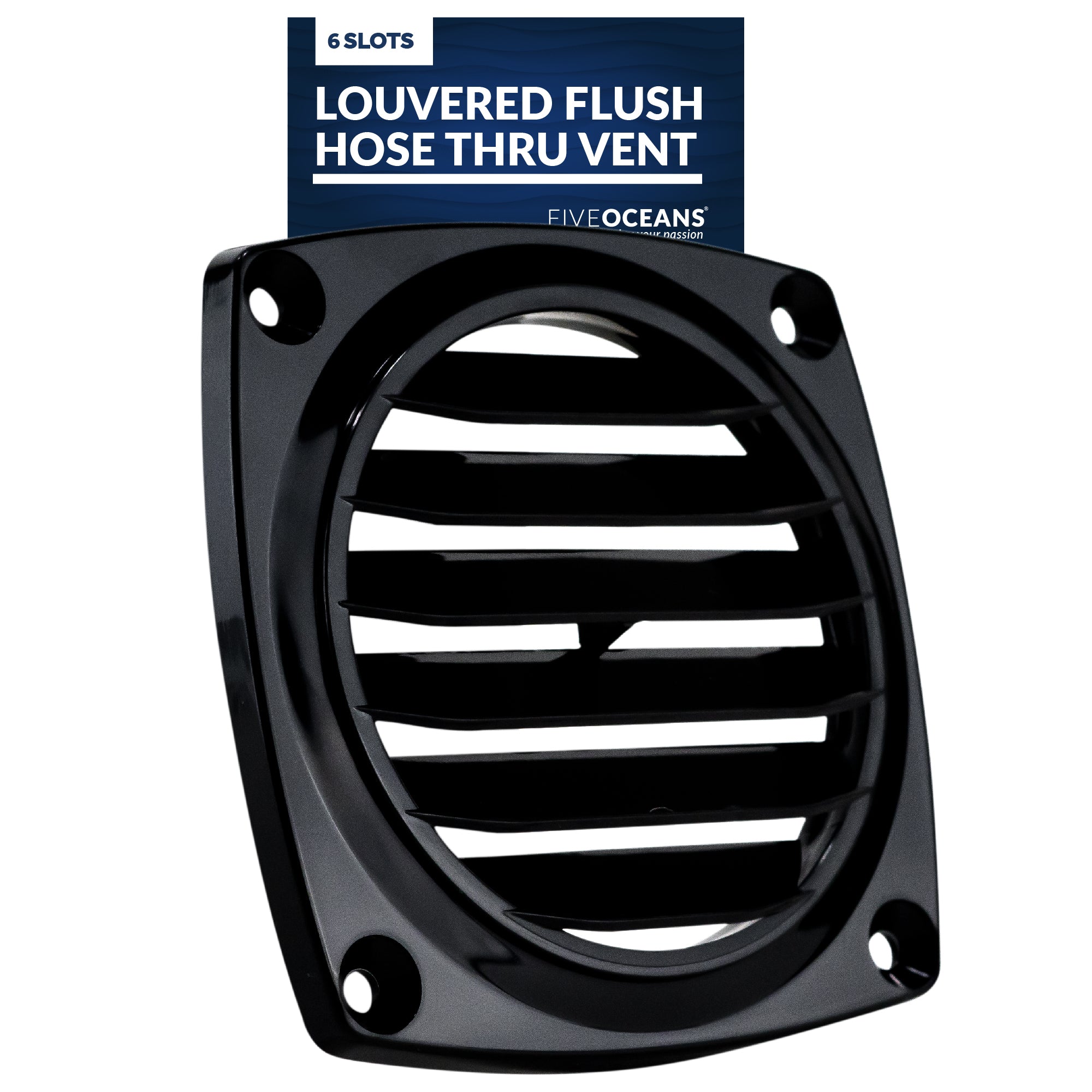 Louvered Flush Hose Ventilators, 6 slots, Black - FO1675