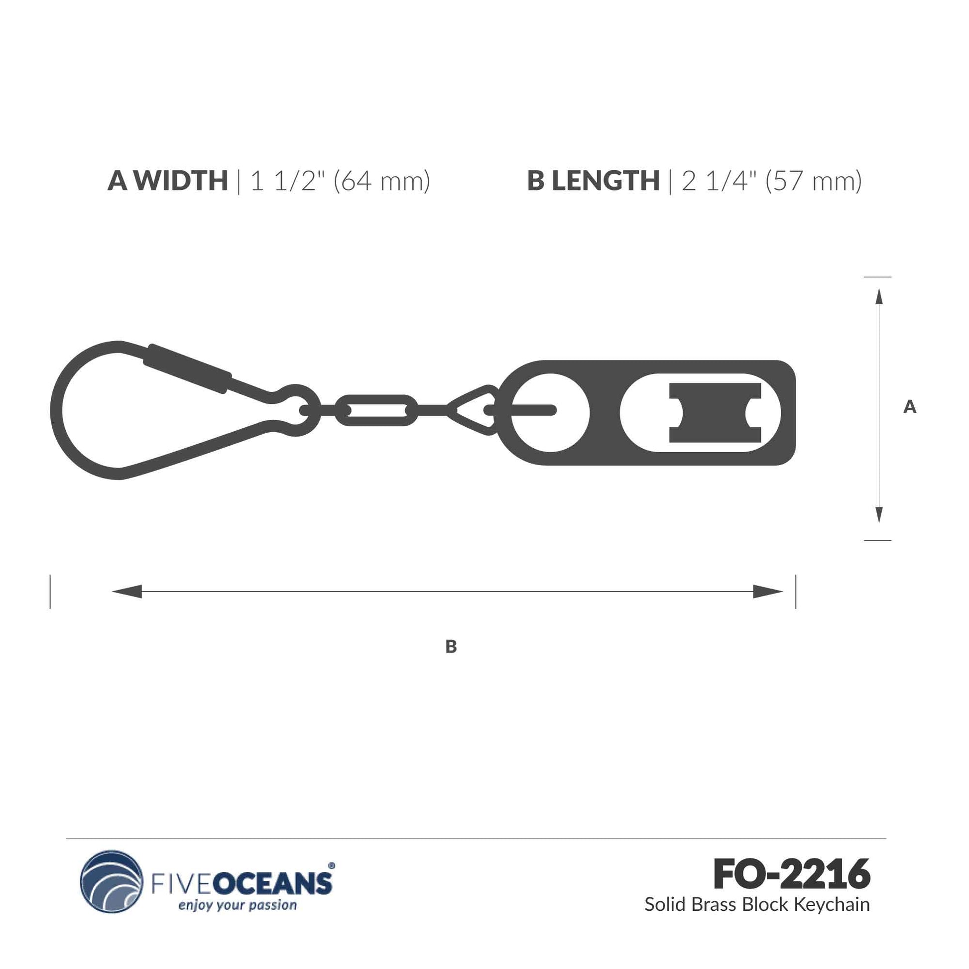 Nautical Ship Rope Pulley Keychain, Solid Brass - FO2216 - Five Oceans