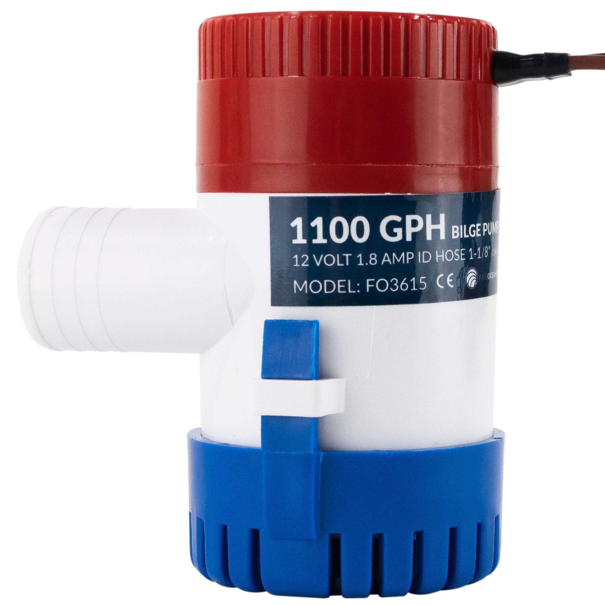 1100 GPH / 4164 LPH Bilge Pump 12V , 1-1/8" (29mm) Interior Diameter Hose, 41" 14-Gauge Wire - FO3615