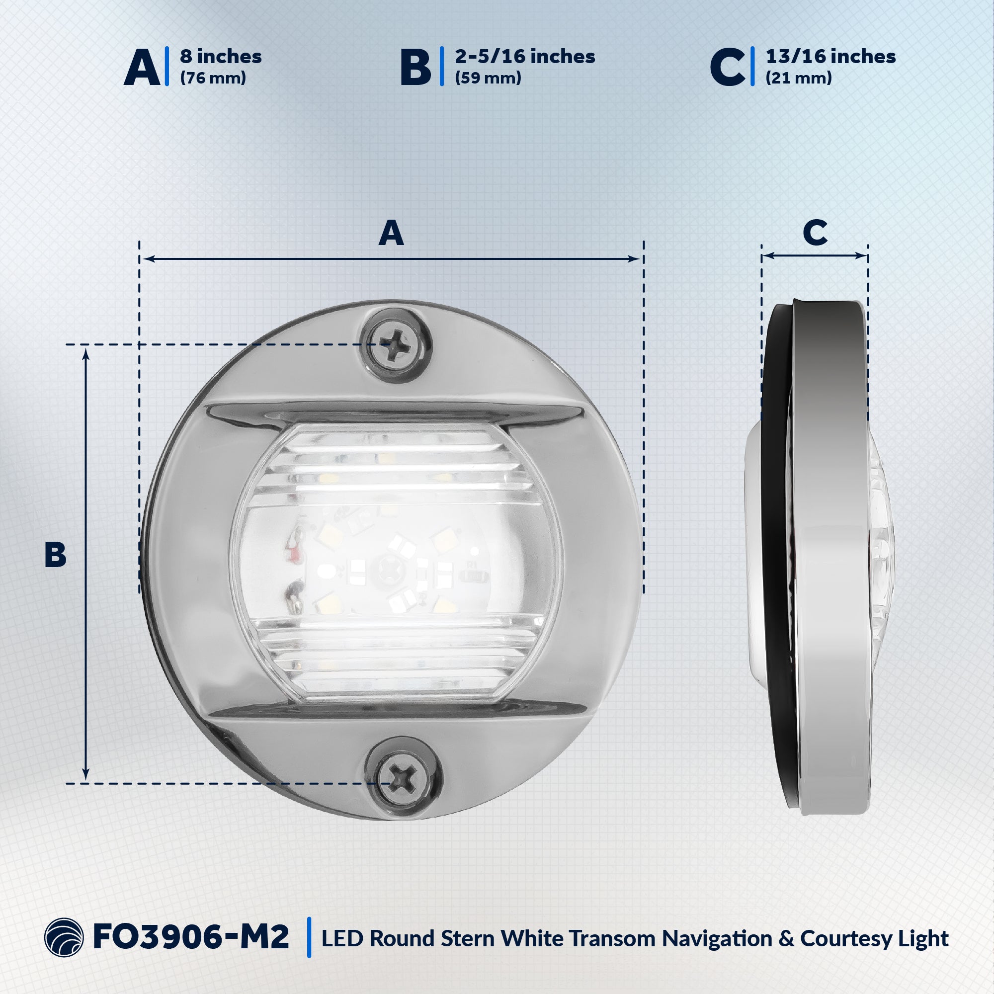 LED Courtesy Navigation Lights, Round Stainless Steel, Daylight, 2-Pack - FO3906-M2