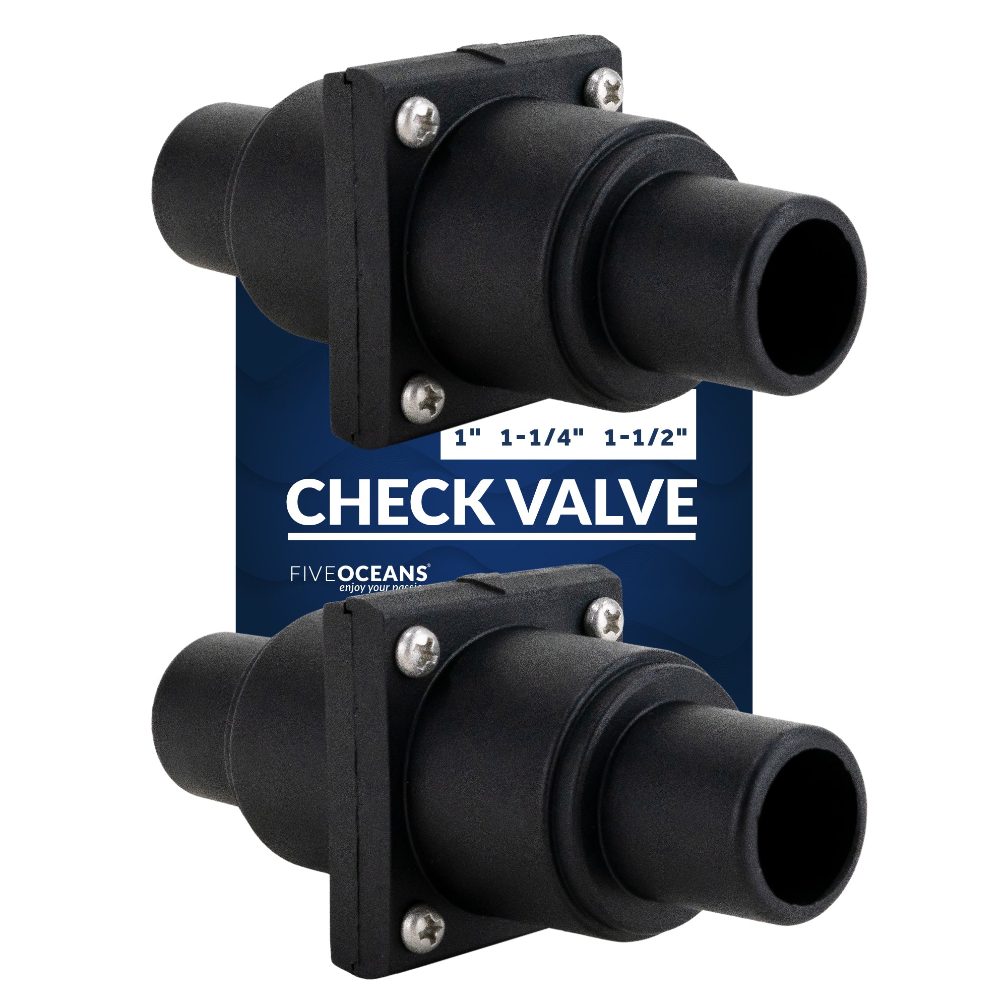 1 to 1-1/2" Check Valve, In-Line One-Way Stepped Connection, 2-Pack - FO4142-M2 - Five Oceans