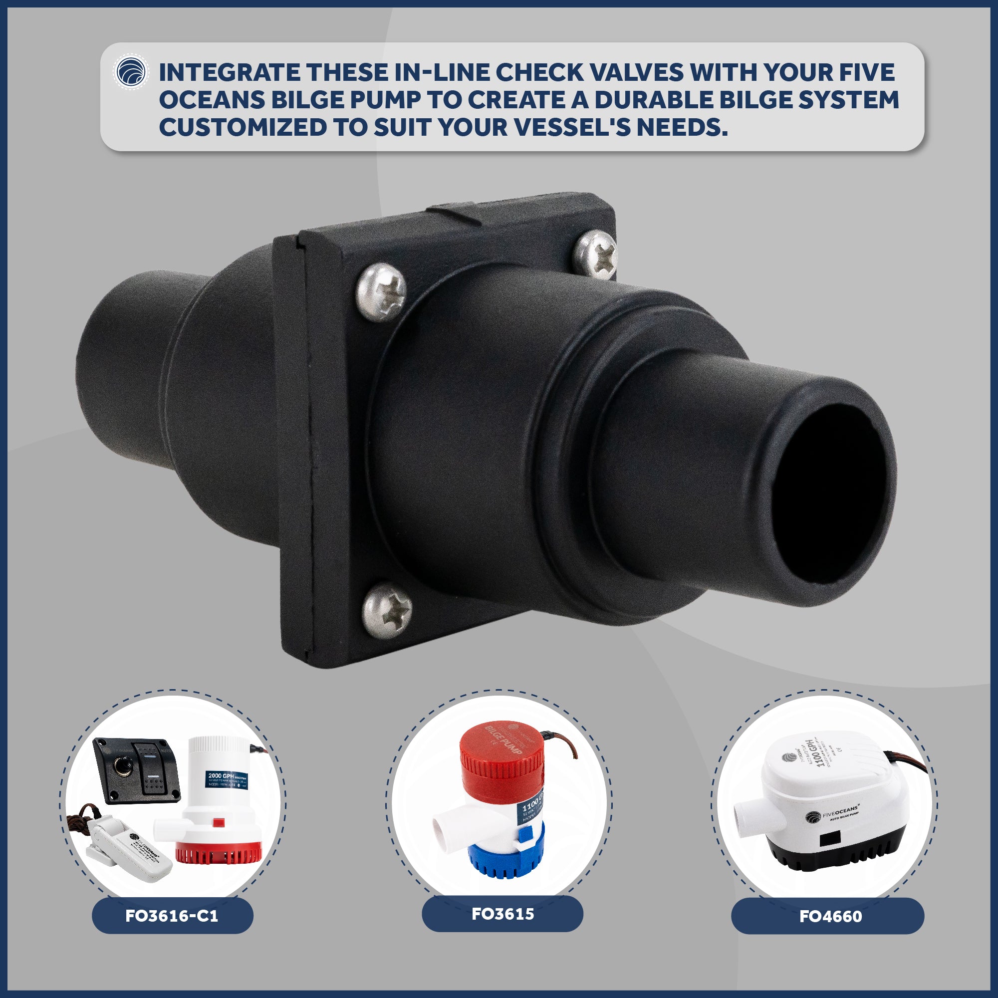 1 to 1-1/2" Check Valve, In-Line One-Way Stepped Connection - FO4142 - Five Oceans