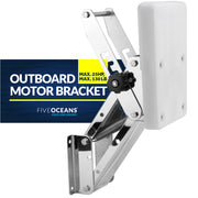 Adjustable Outboard Motor Bracket, Max. 25 Hp, Max. 130 Lb, 11-Inch of Travel, 316 Stainless Steel, White Board - FO4203 - Five Oceans