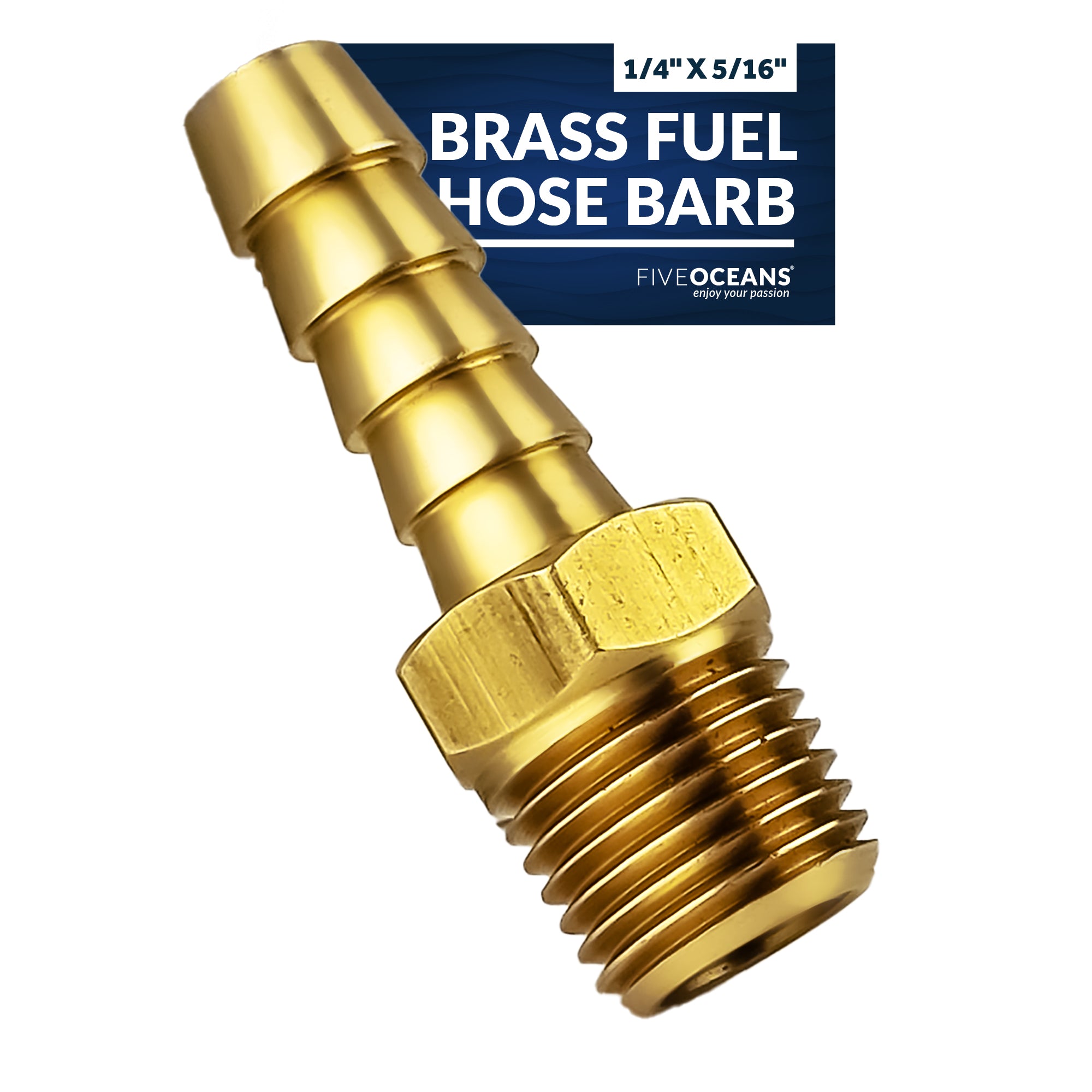 Five Oceans Brass Fuel Hose Barb 1/4 Inches NPT Thread x 5/16 Inches Hose Fo-4278