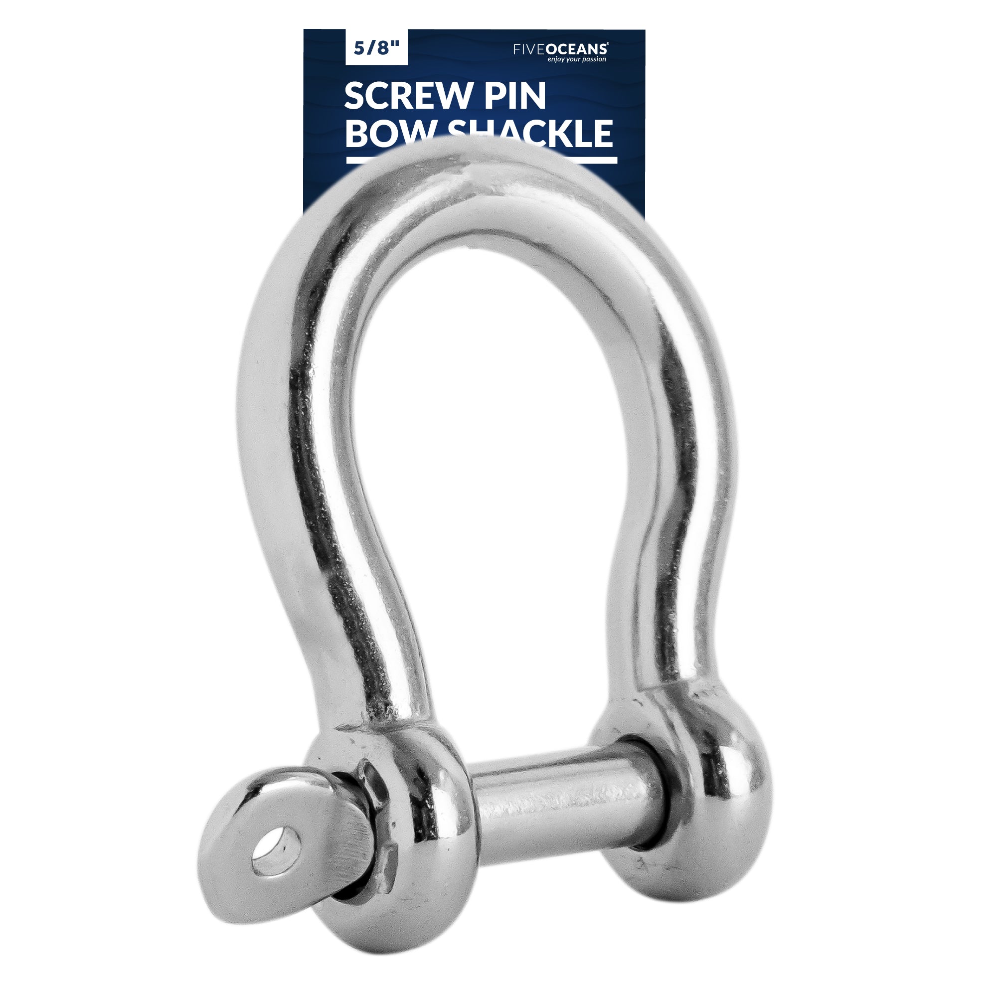 5/8" (16mm) Screw Pin Anchor Bow Shackle, Stainless Steel - FO430 - Five Oceans
