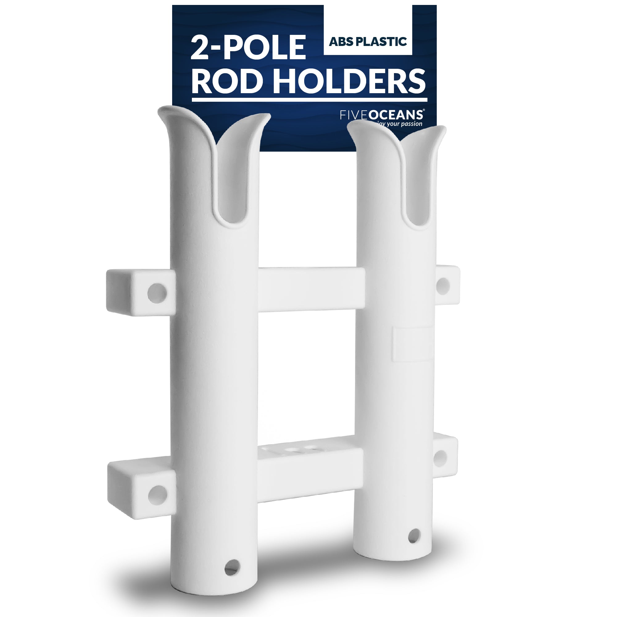 2 Rod Rack (2-Pole Rod Holders), White, Side-Mount - FO4331