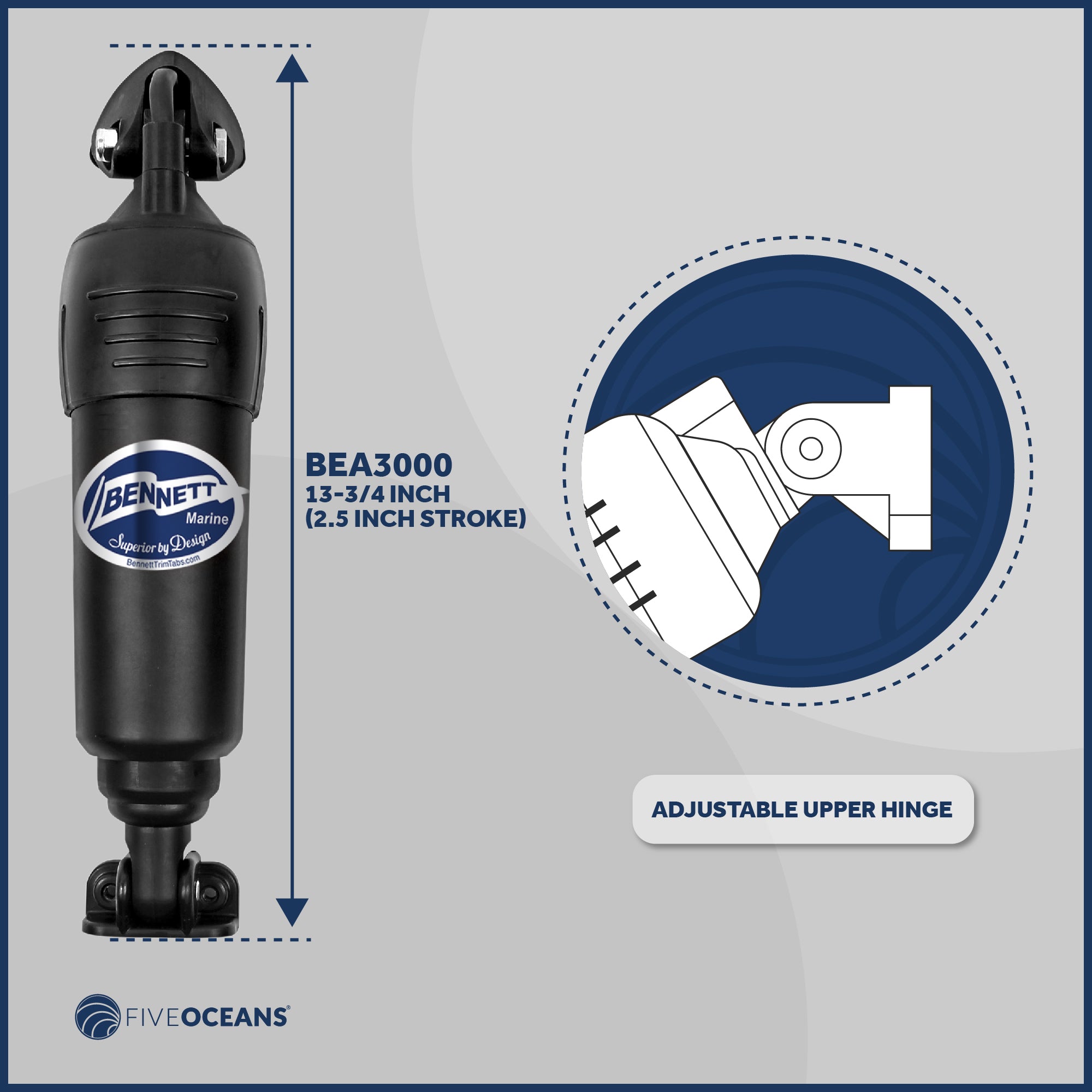 Bolt 12V Electric Actuator (Adjustable Upper Hinge) (BEA3000) - FO4342 - Five Oceans